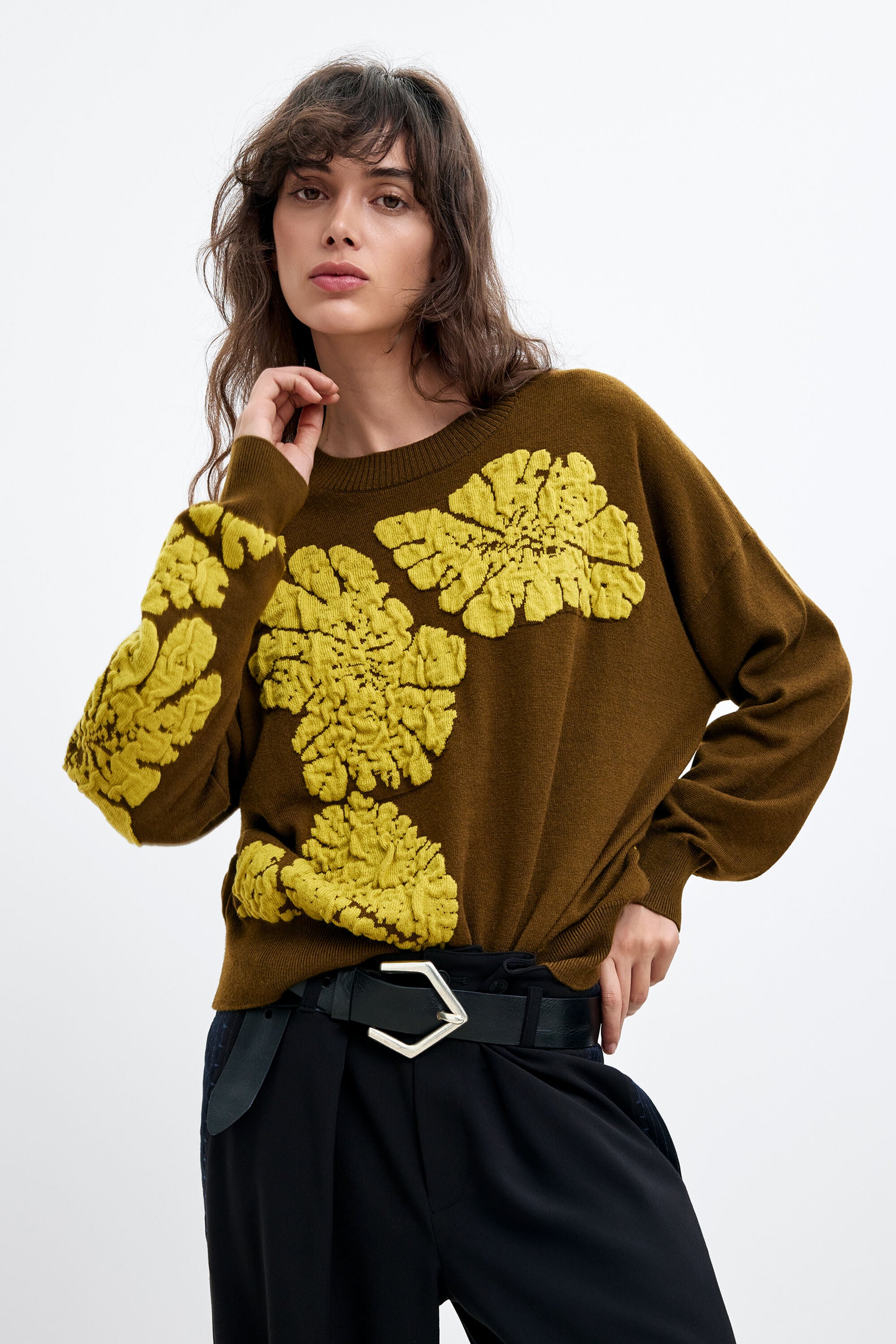 Desigual Jacquard trui M. C. Lacroix in bruin