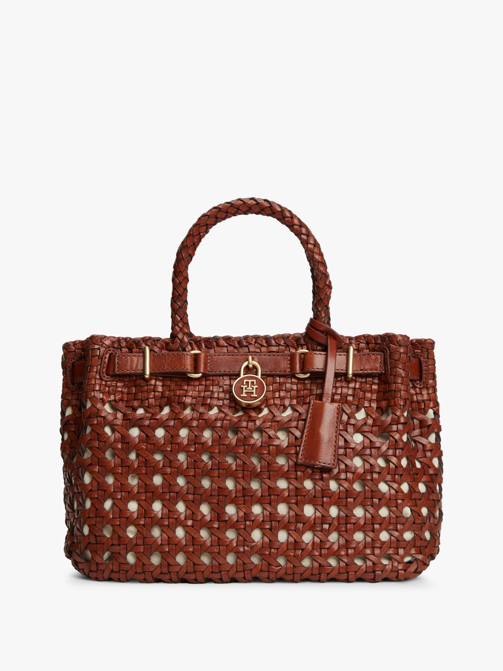 Tommy Hilfiger The American Icon gevlochten leren shopper in bruin