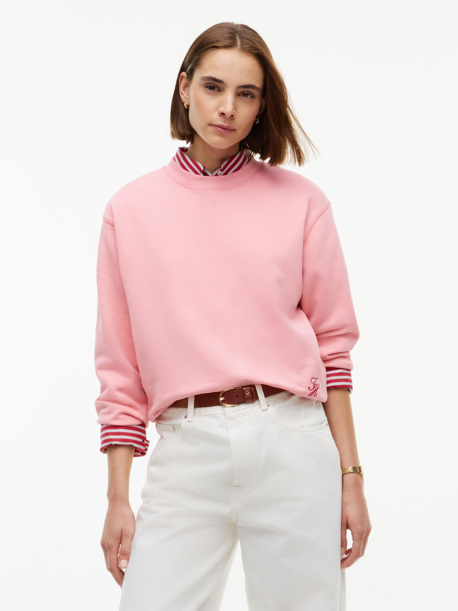 Tommy Hilfiger Sweatshirt met ronde hals en tonaal logo in roze