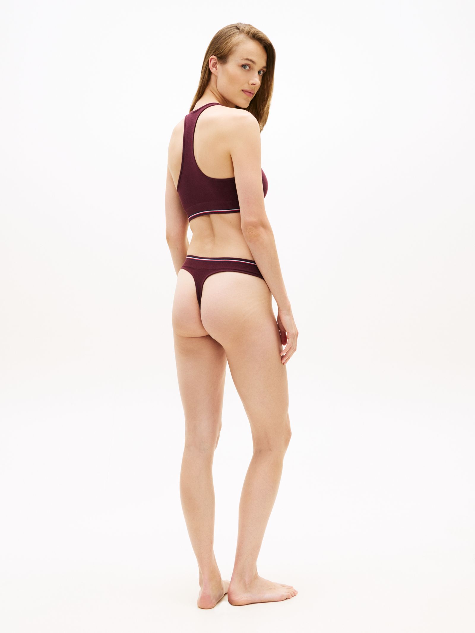 Tommy Hilfiger Geribde string met embleem in rood