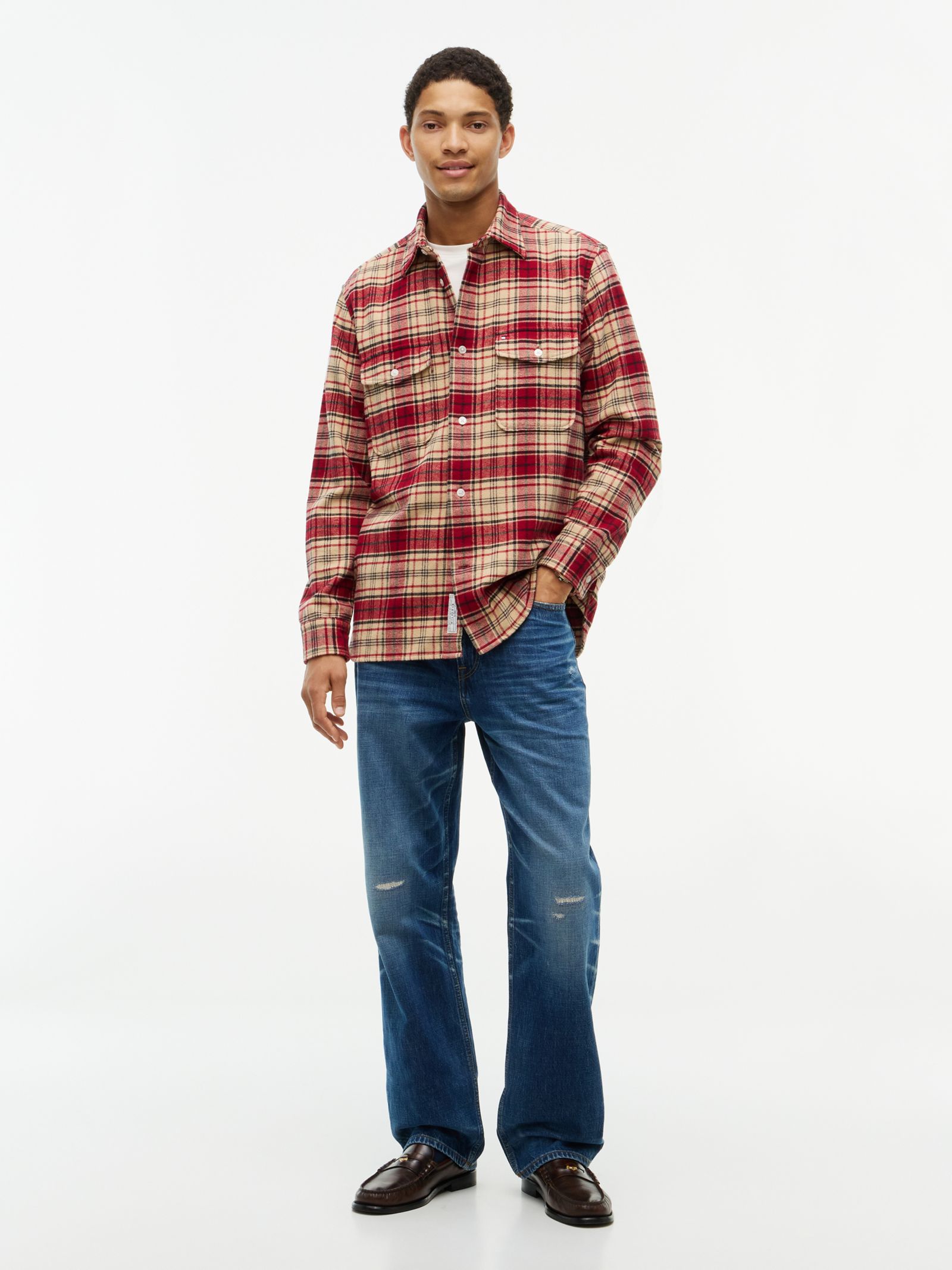 Tommy Hilfiger Relaxed fit geruit flanellen overshirt in rood