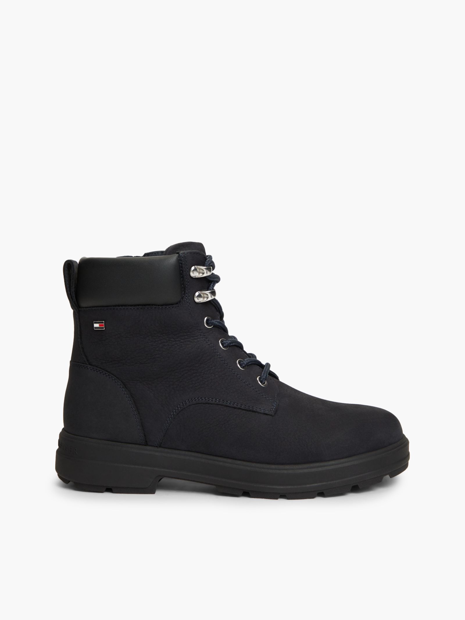 Tommy Hilfiger Waterdichte Leren Enkellaars met Veters in marine