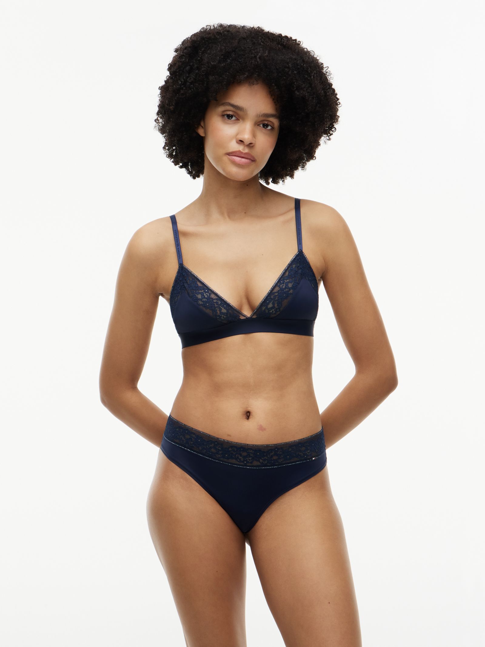 Tommy Hilfiger String van gebloemd kant in marine