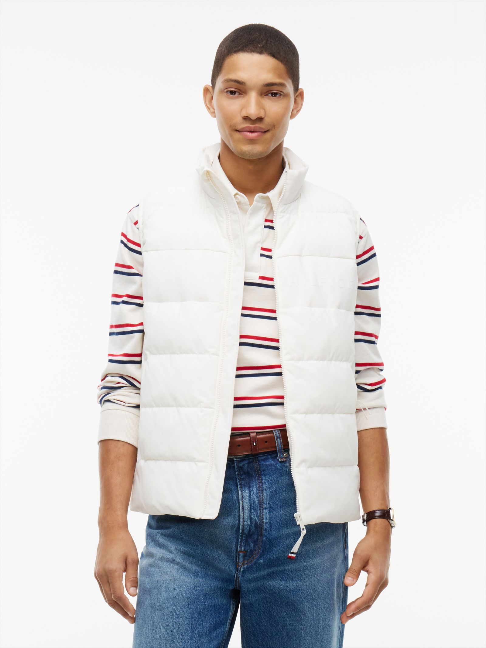 Tommy Hilfiger Quilted Bodywarmer met tonaal logo in wit