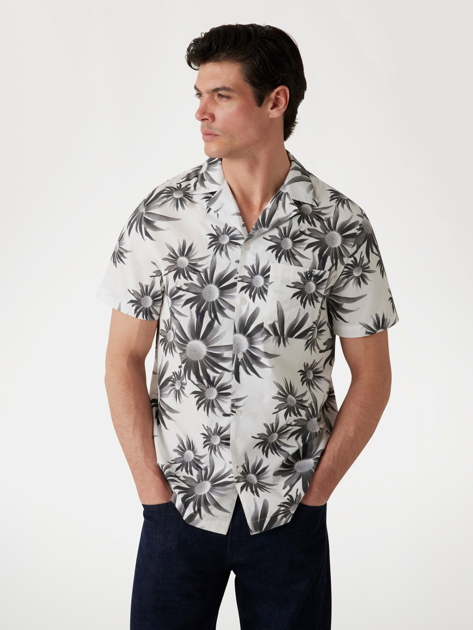 Guess Poplin Overhemd Print in wit
