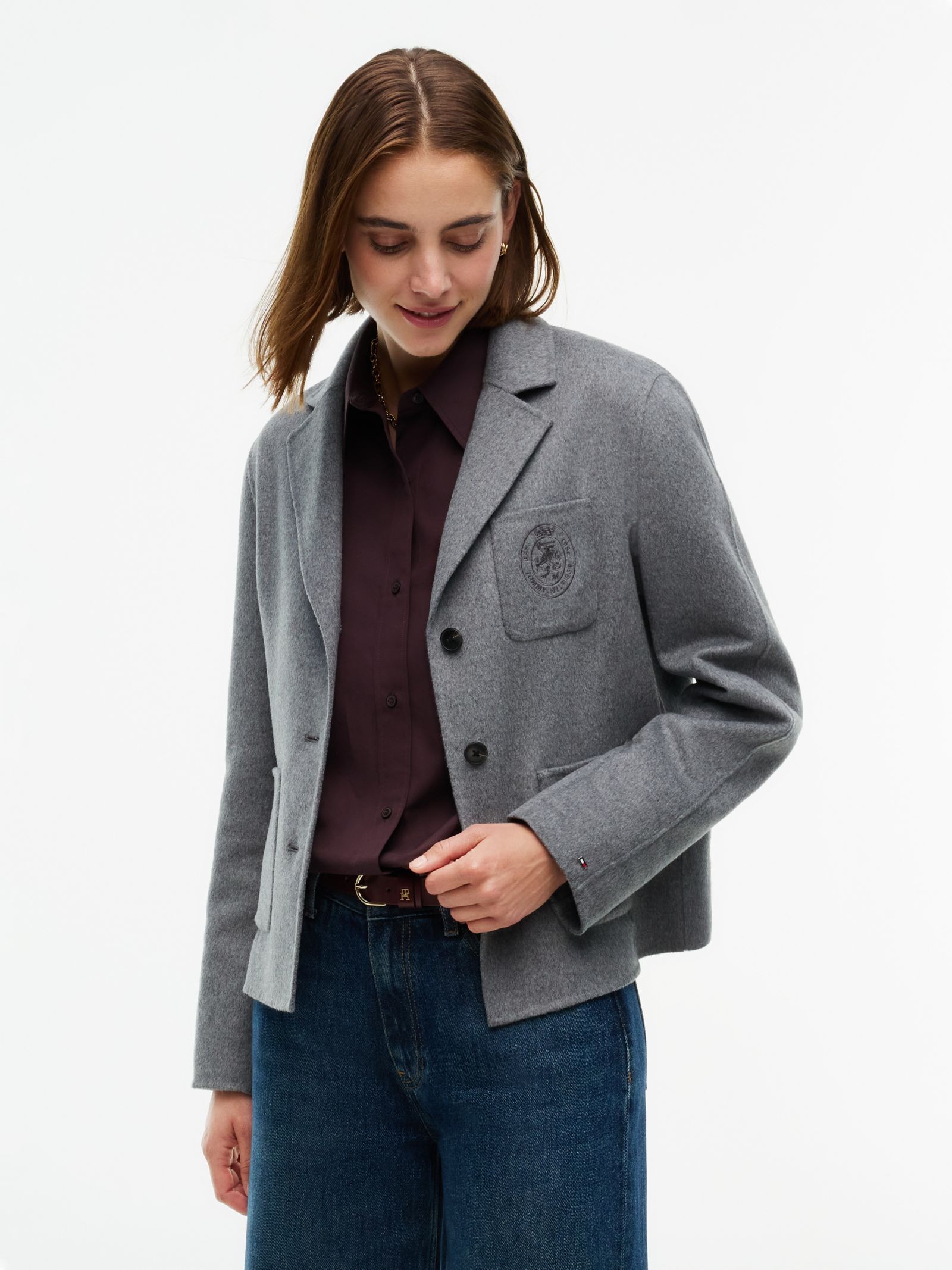Tommy Hilfiger Single breasted jack van wolmix in grijs