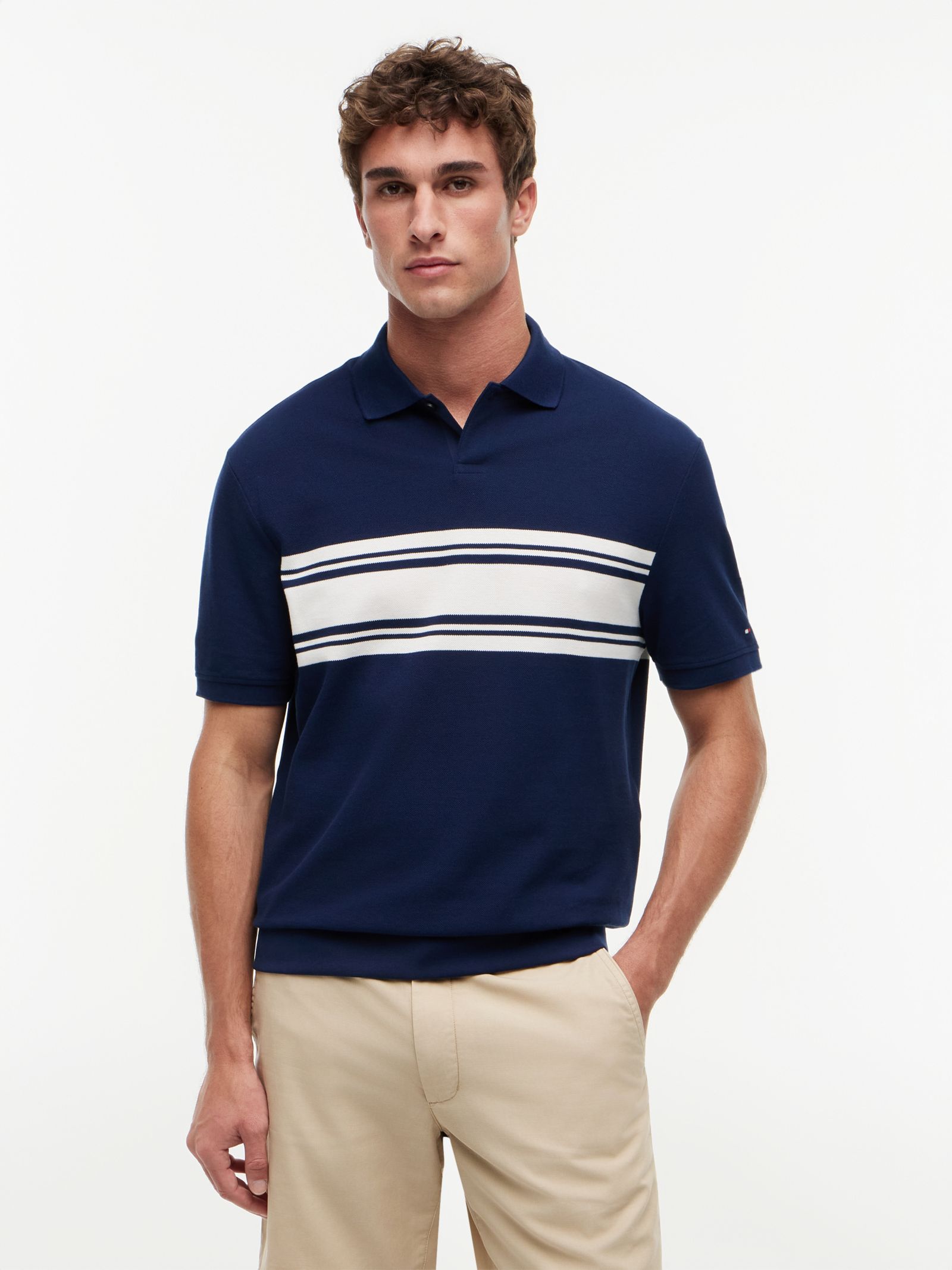 Tommy Hilfiger Classic fit gestreept piqué poloshirt in marine