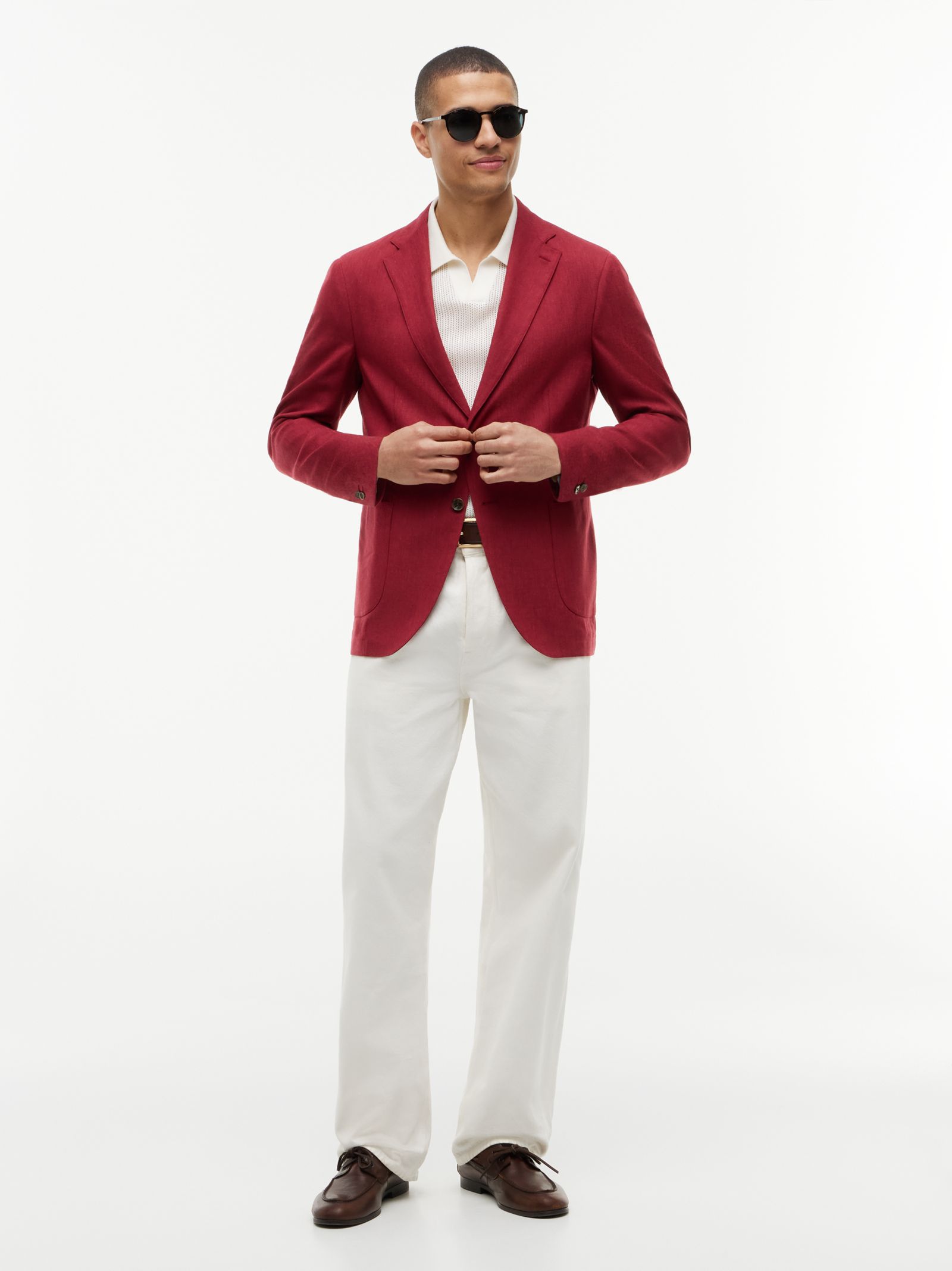 Tommy Hilfiger regular fit single breasted blazer van linnenmix