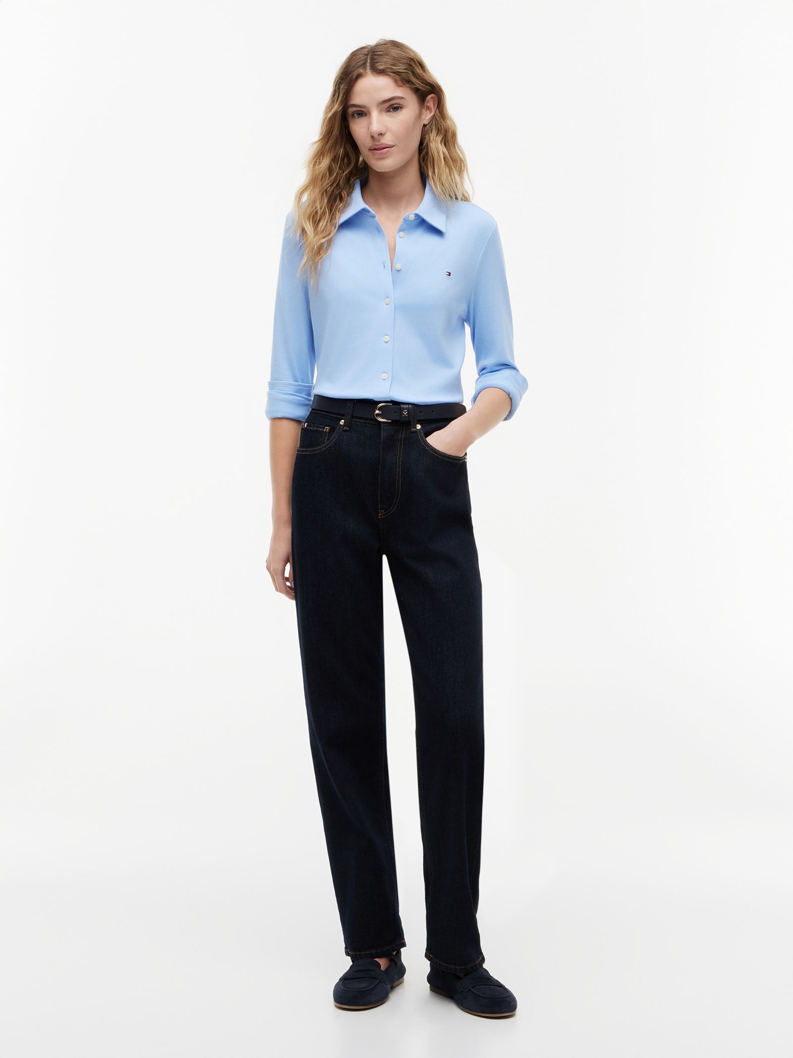 Tommy Hilfiger 1985 slim fit piqué button downoverhemd in blauw