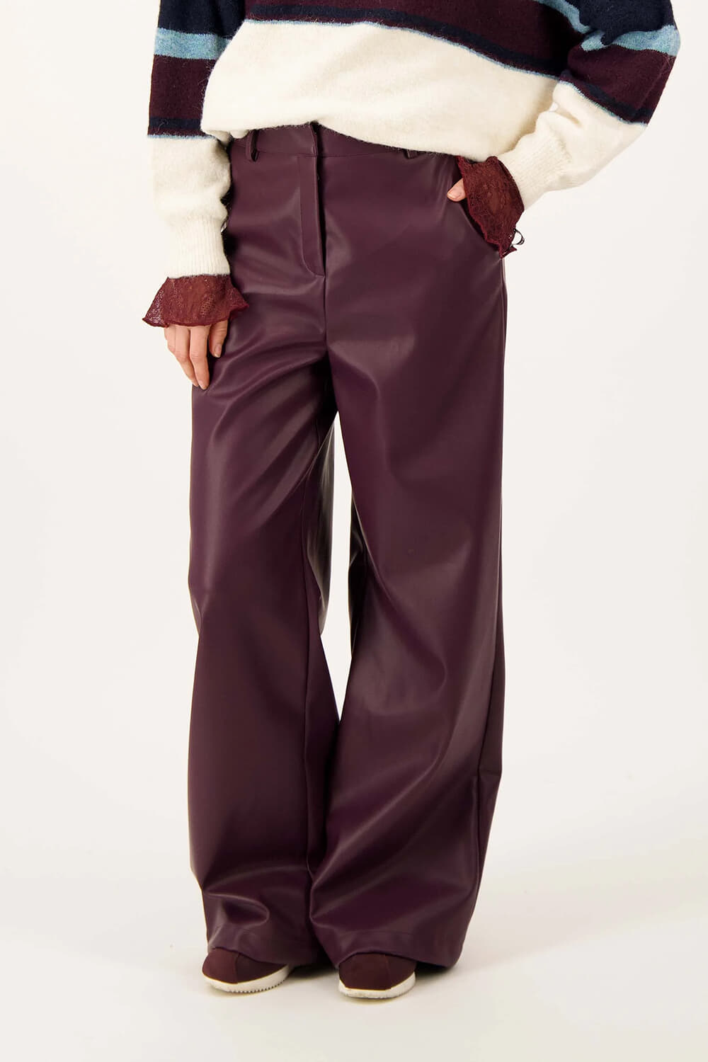 Zusss Broek OU Wid Leg Bordeaux Rood dames