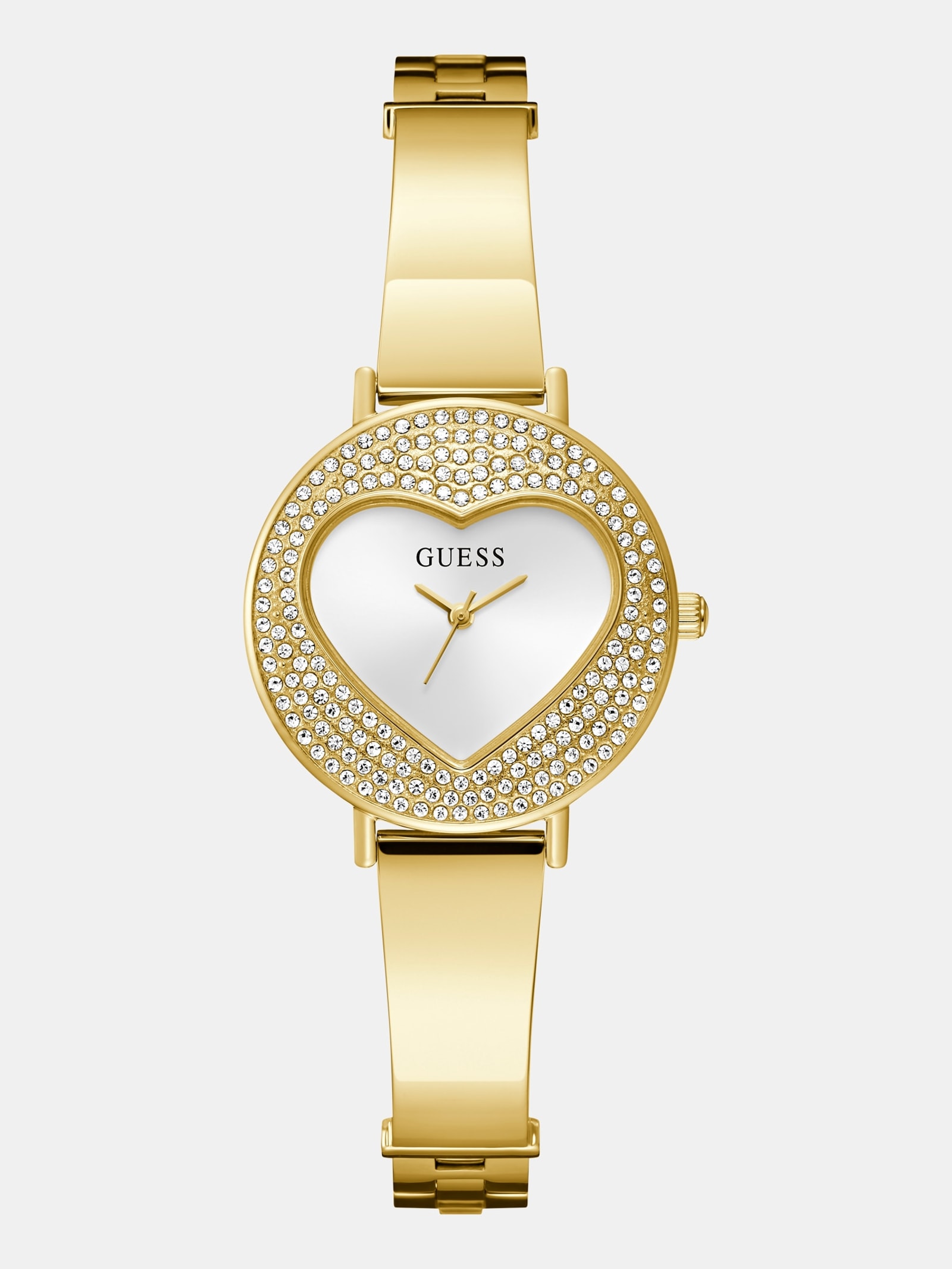 Guess Analoge Horloge Van Gerecycled Staal Met Kristallen, 30 Mm in goud