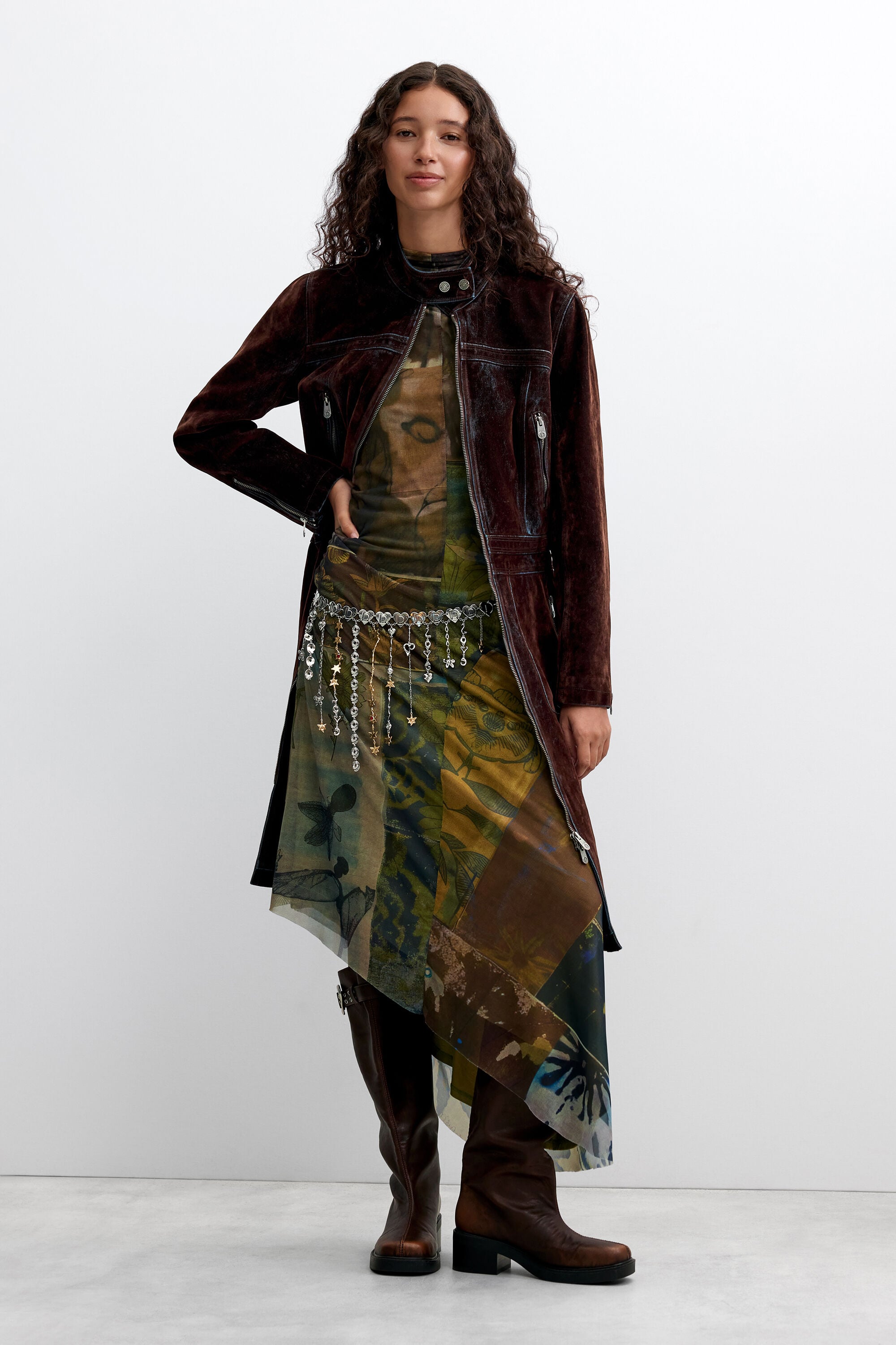 Desigual Fluwelen jas met ritsen