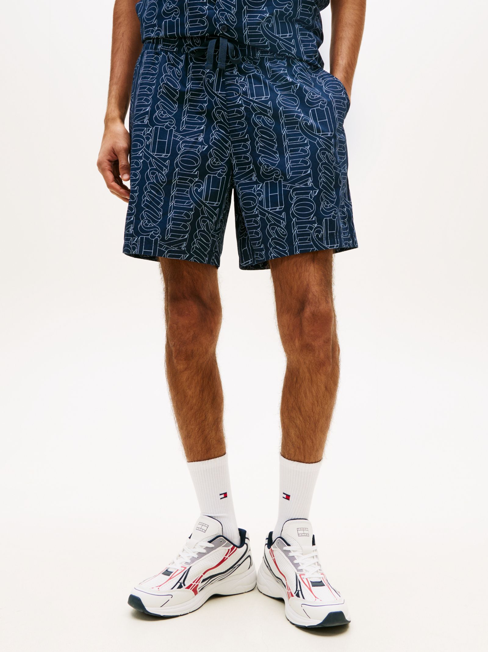 Tommy Jeans relaxed fit poplin short met print in marine