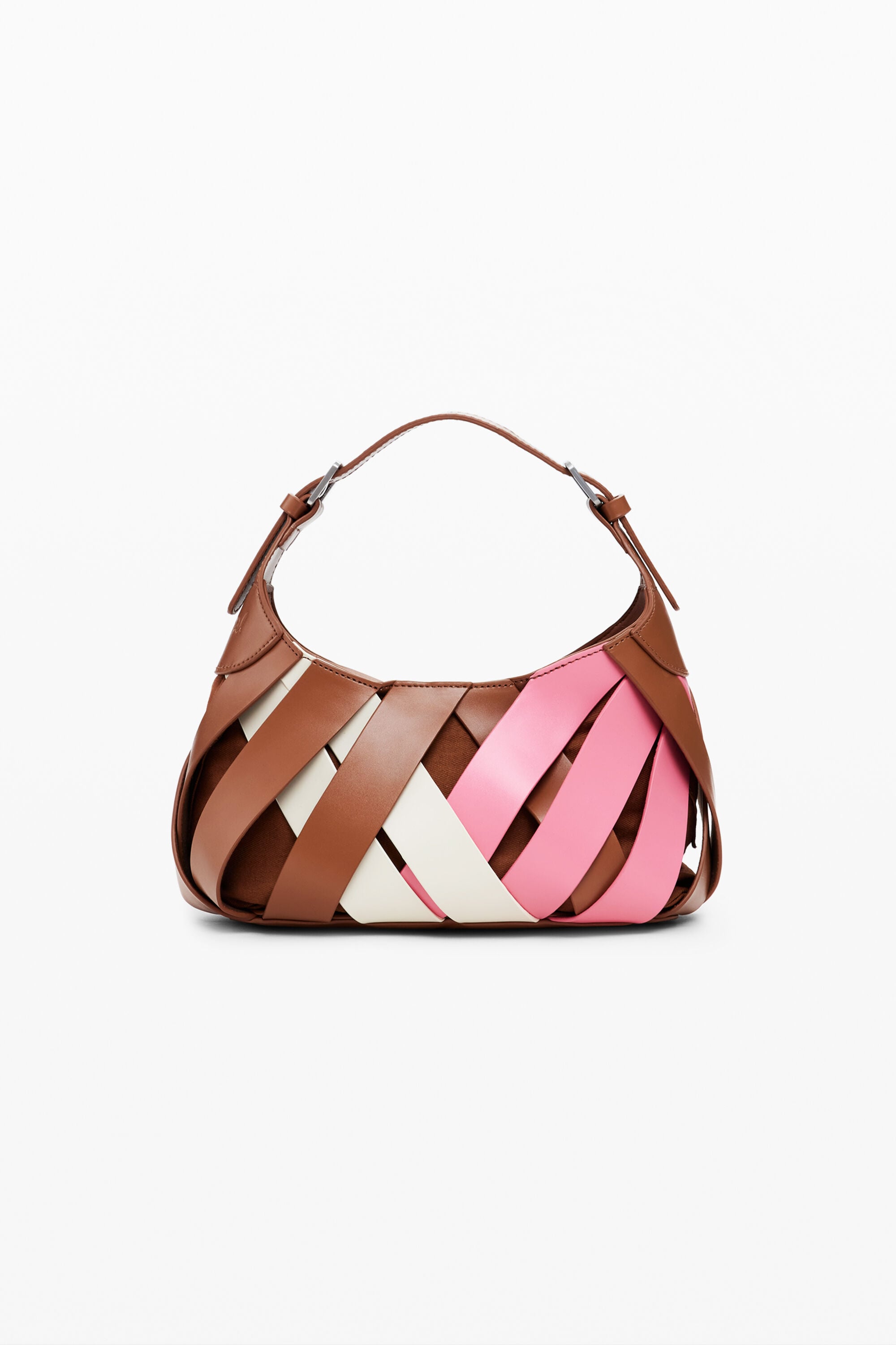 Desigual Medium gevlochten tas met leerlook in multicolor
