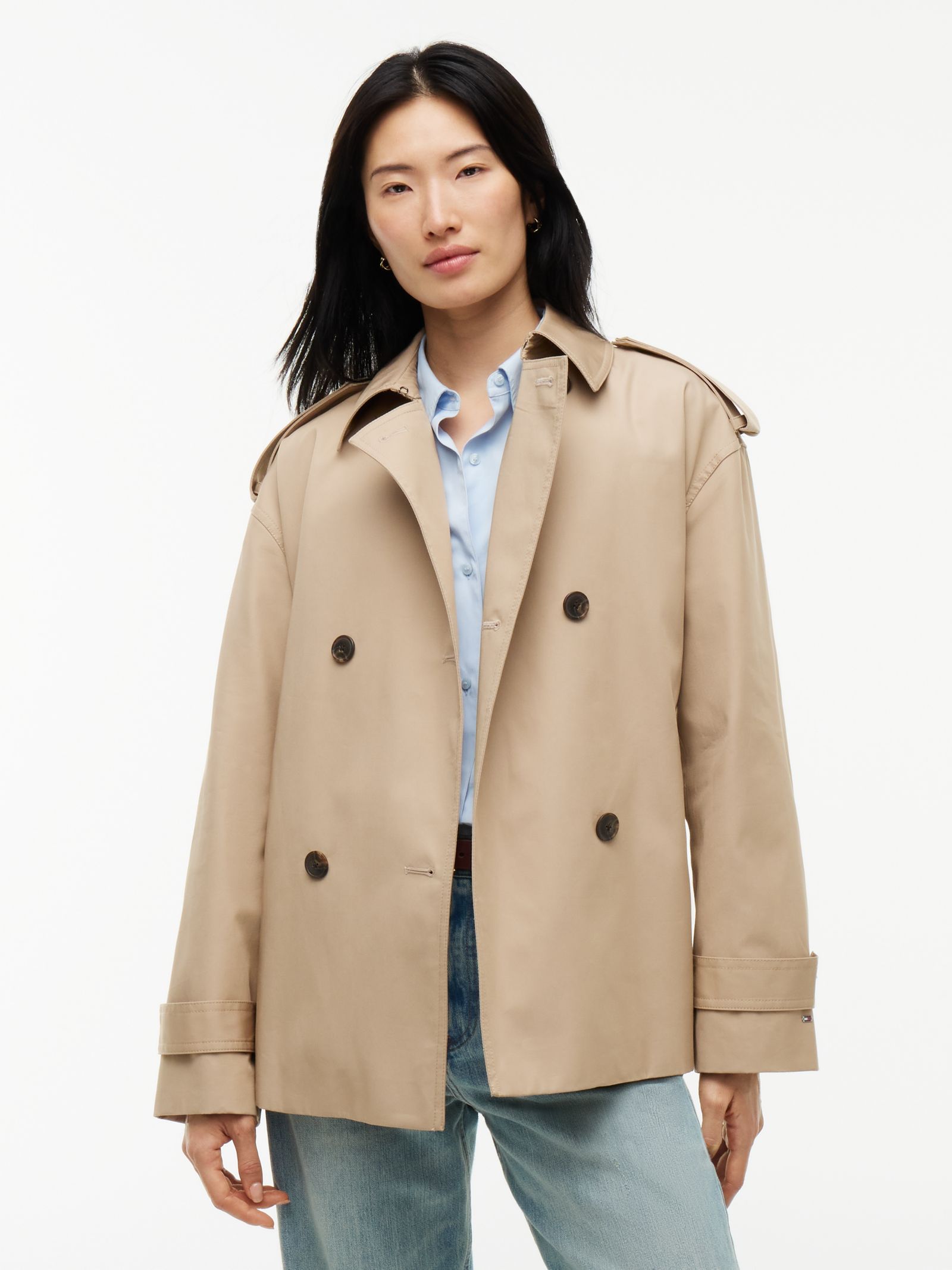 Tommy Hilfiger waterafstotende korte relaxed fit trenchcoat