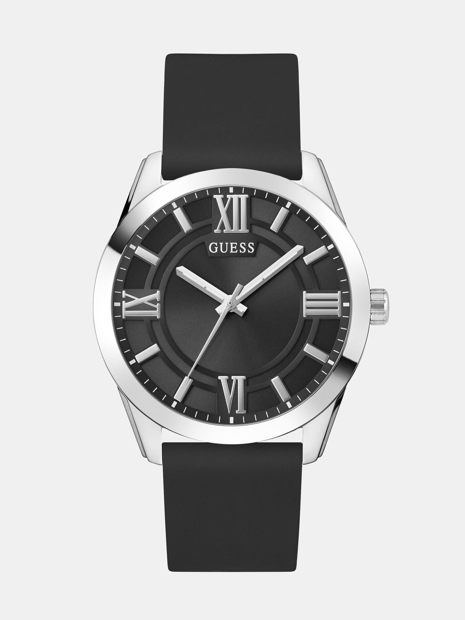Guess Analoog Horloge Silicone 44 Mm in zwart