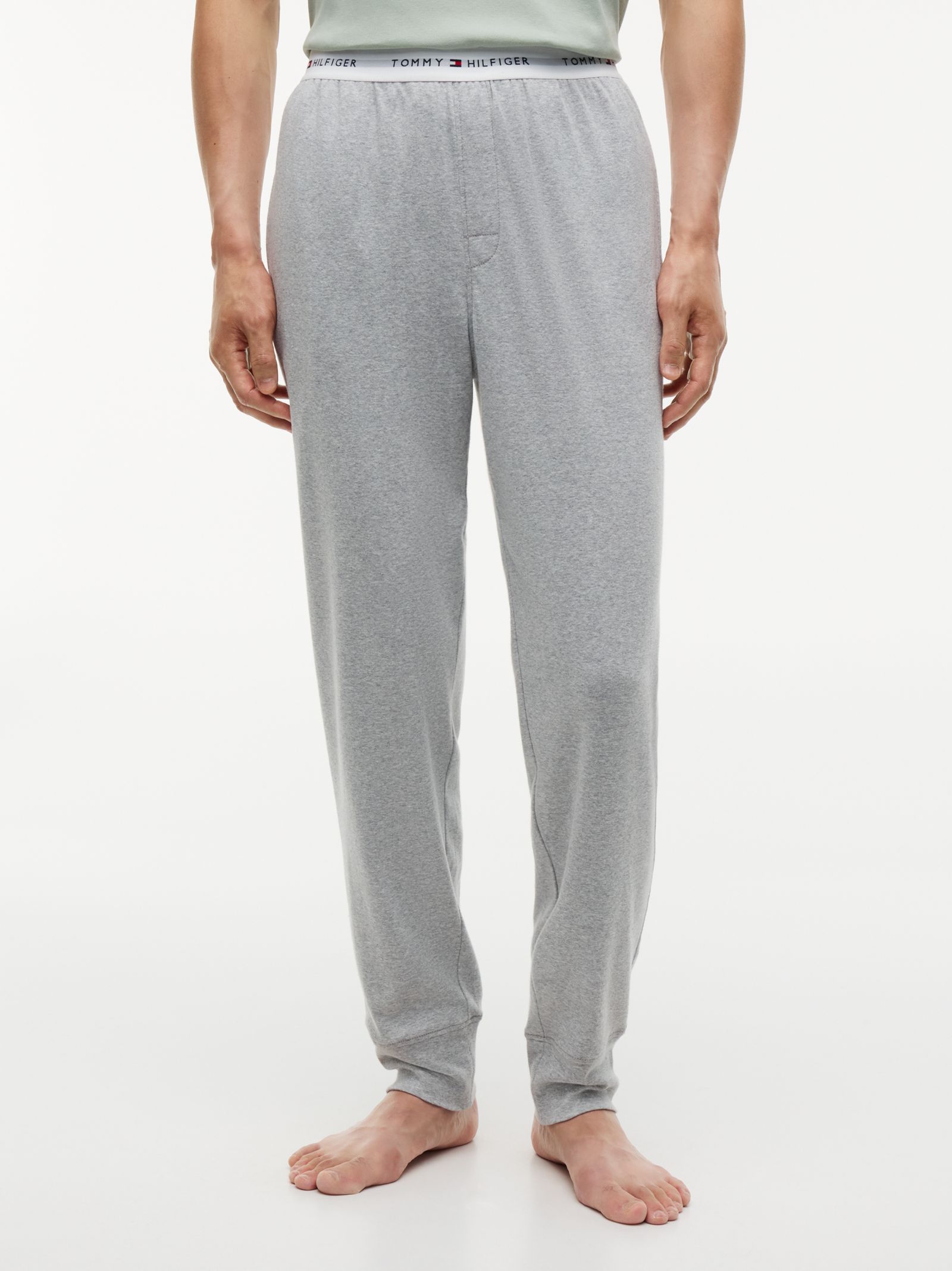 Tommy Hilfiger Signature Pyjamabroek met boorden en repeat logo in grijs