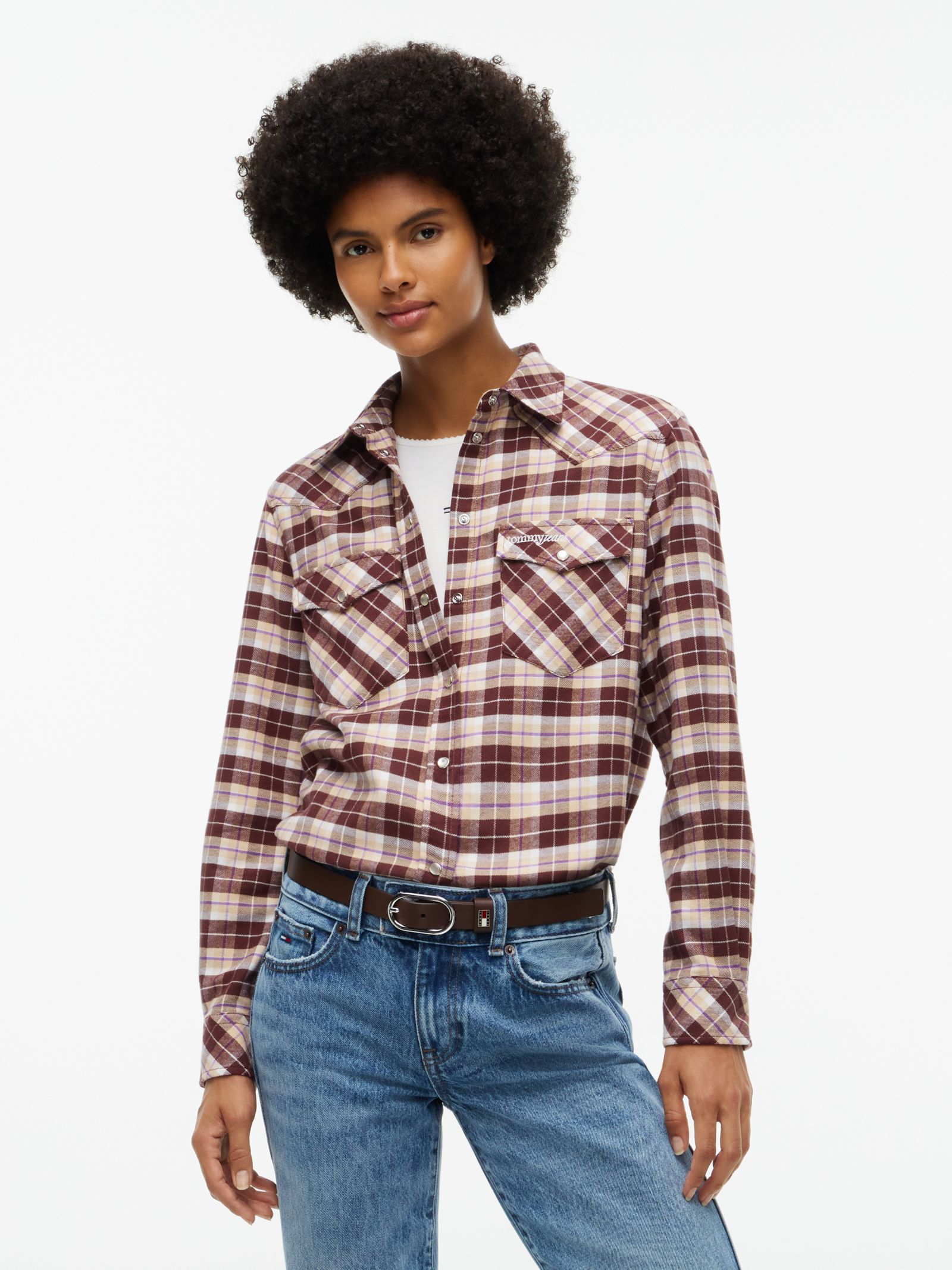 Tommy Jeans Geruit twill flanellen western overhemd