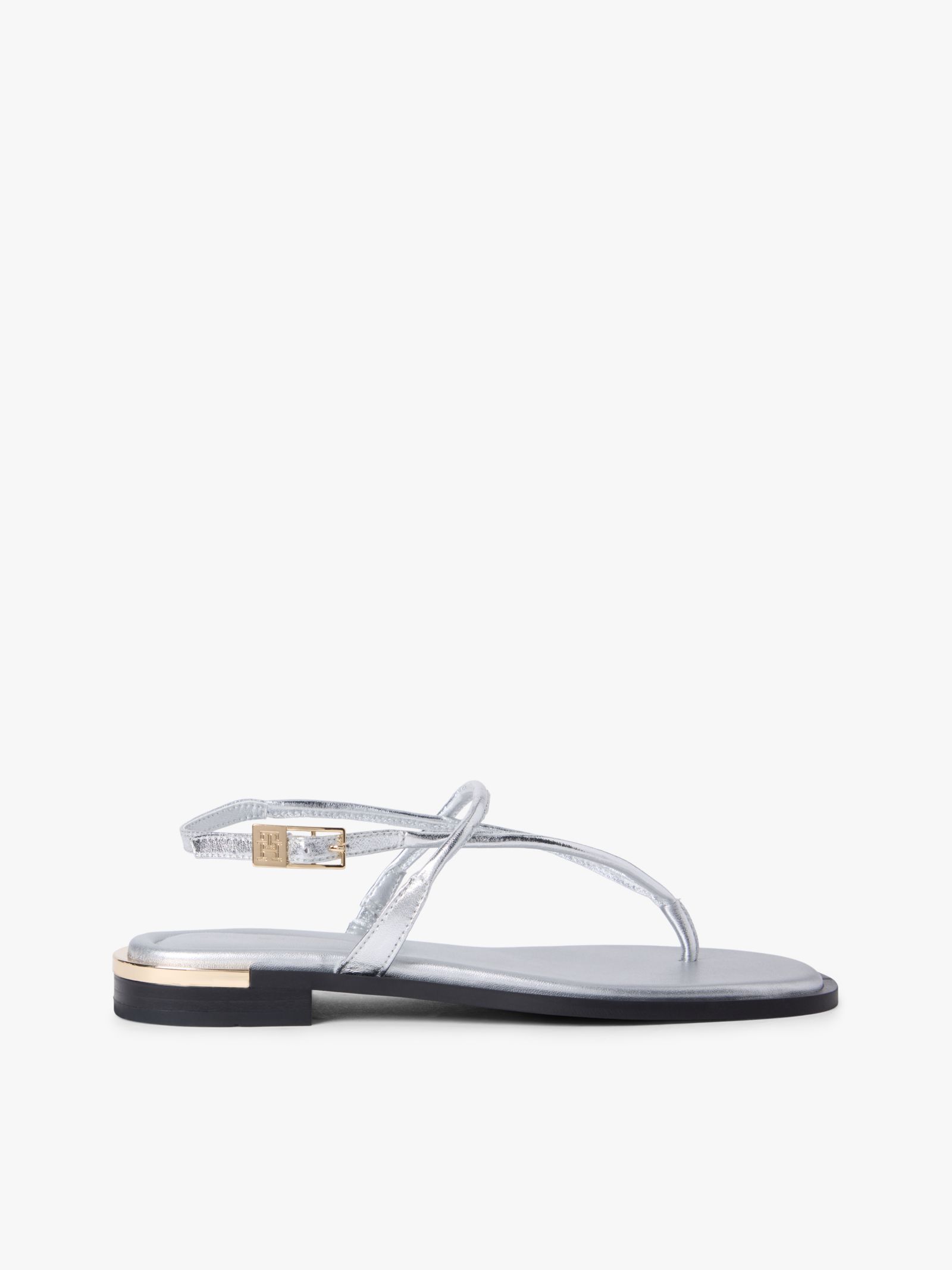Tommy Hilfiger platte sandaal van metallic leer