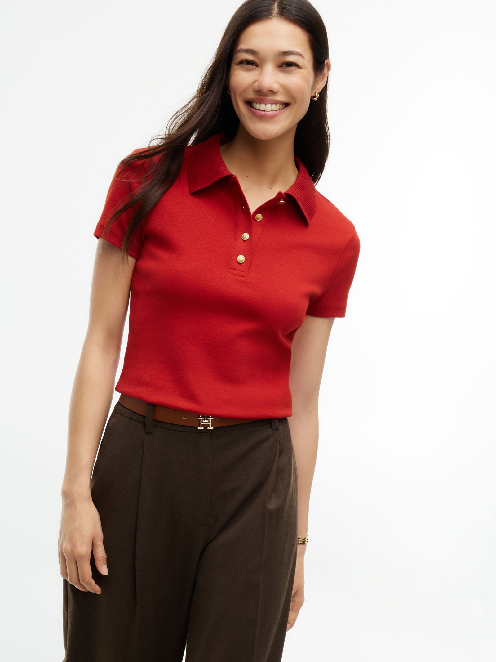 Tommy Hilfiger Slim fit poloshirt met goudkleurige knopen