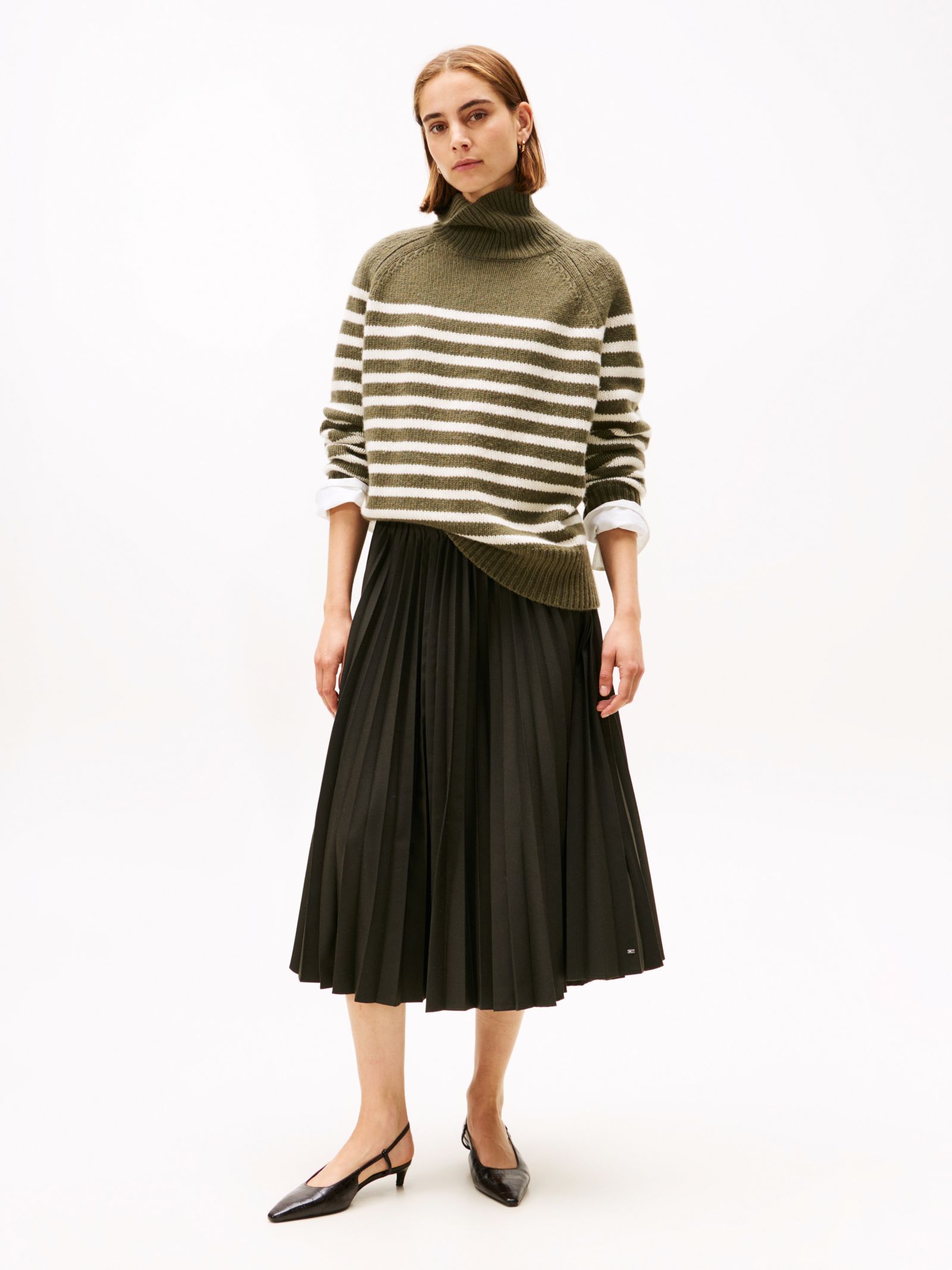 Tommy Hilfiger Geplooide midi rok in zwart