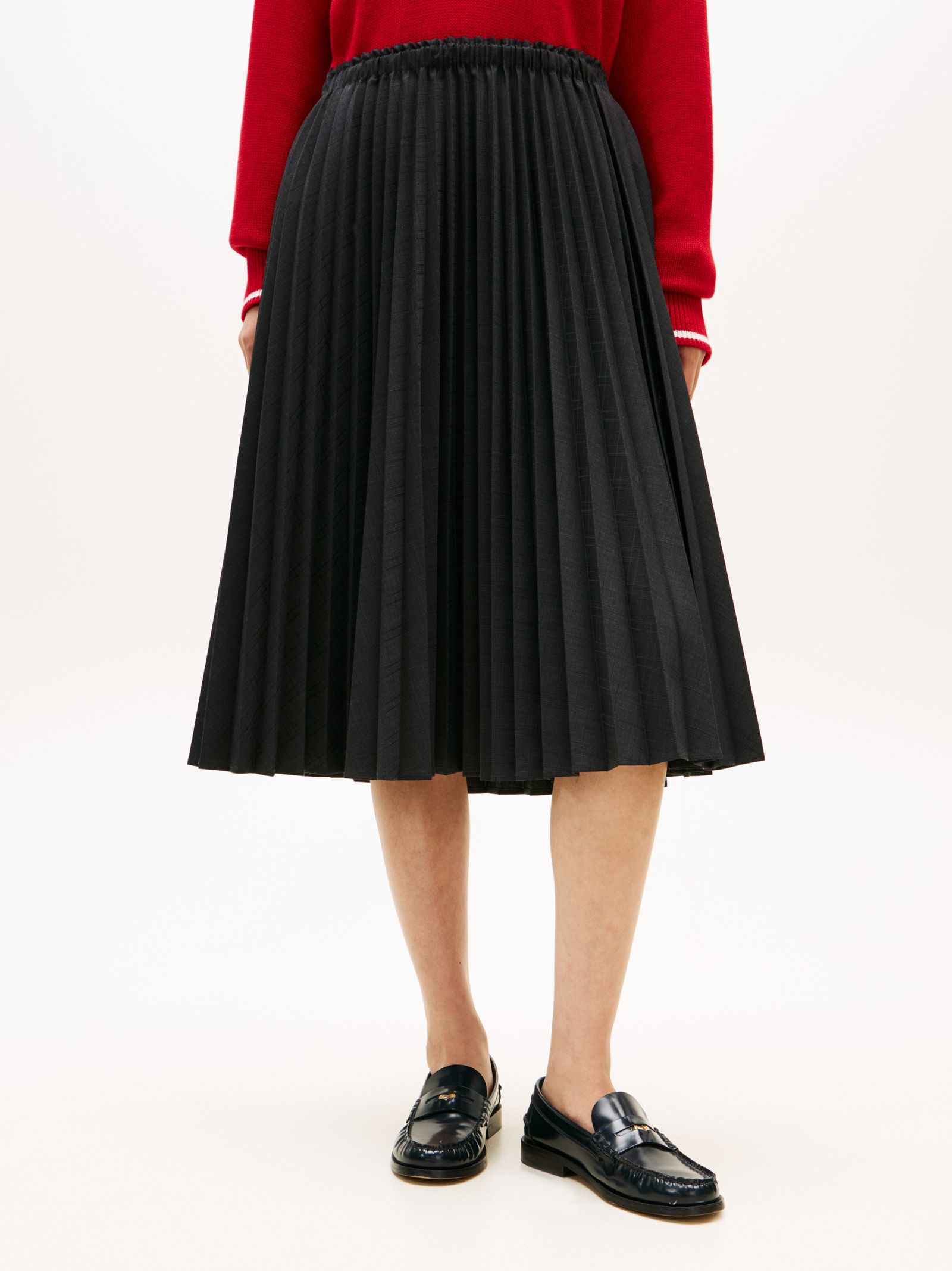 Tommy Hilfiger Geplooide midi rok van geruite wolmix