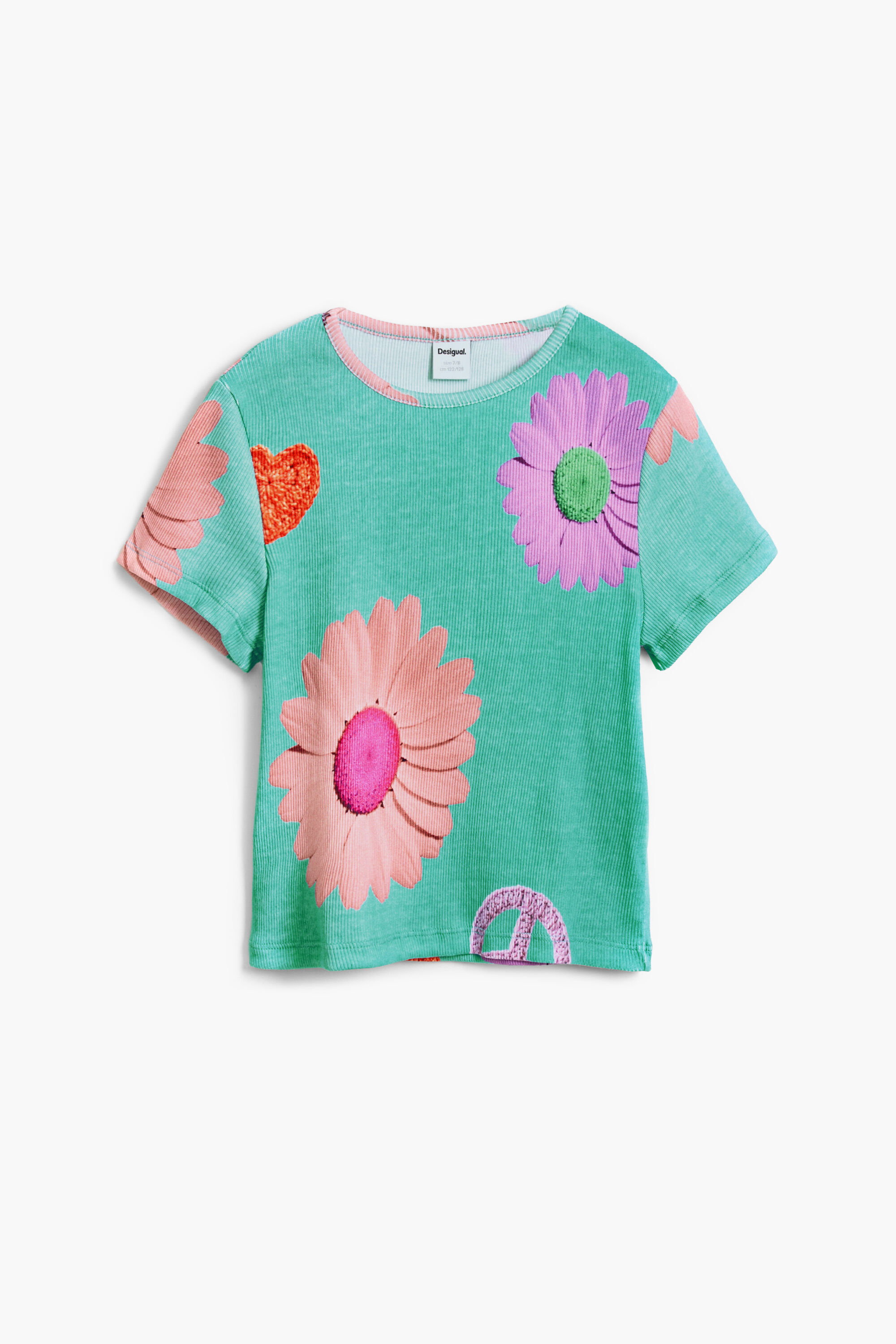 Desigual Ribbed bloemen T-shirt
