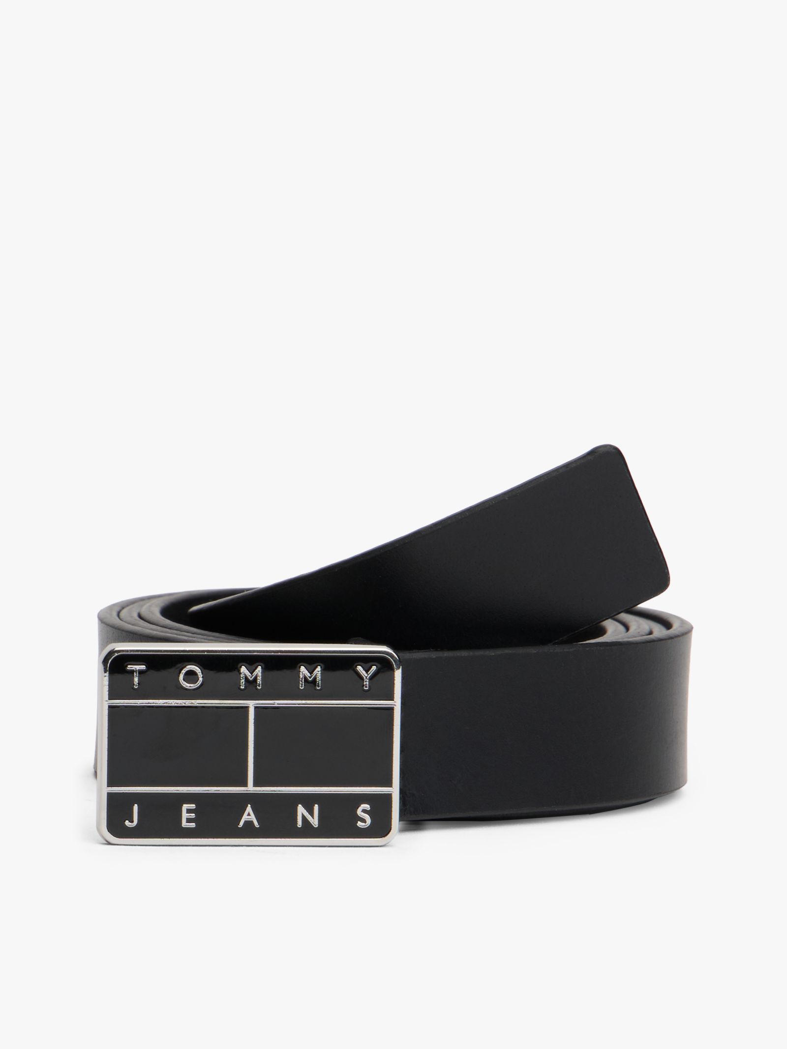 Tommy Jeans Heritage Leren riem met badge op de gesp