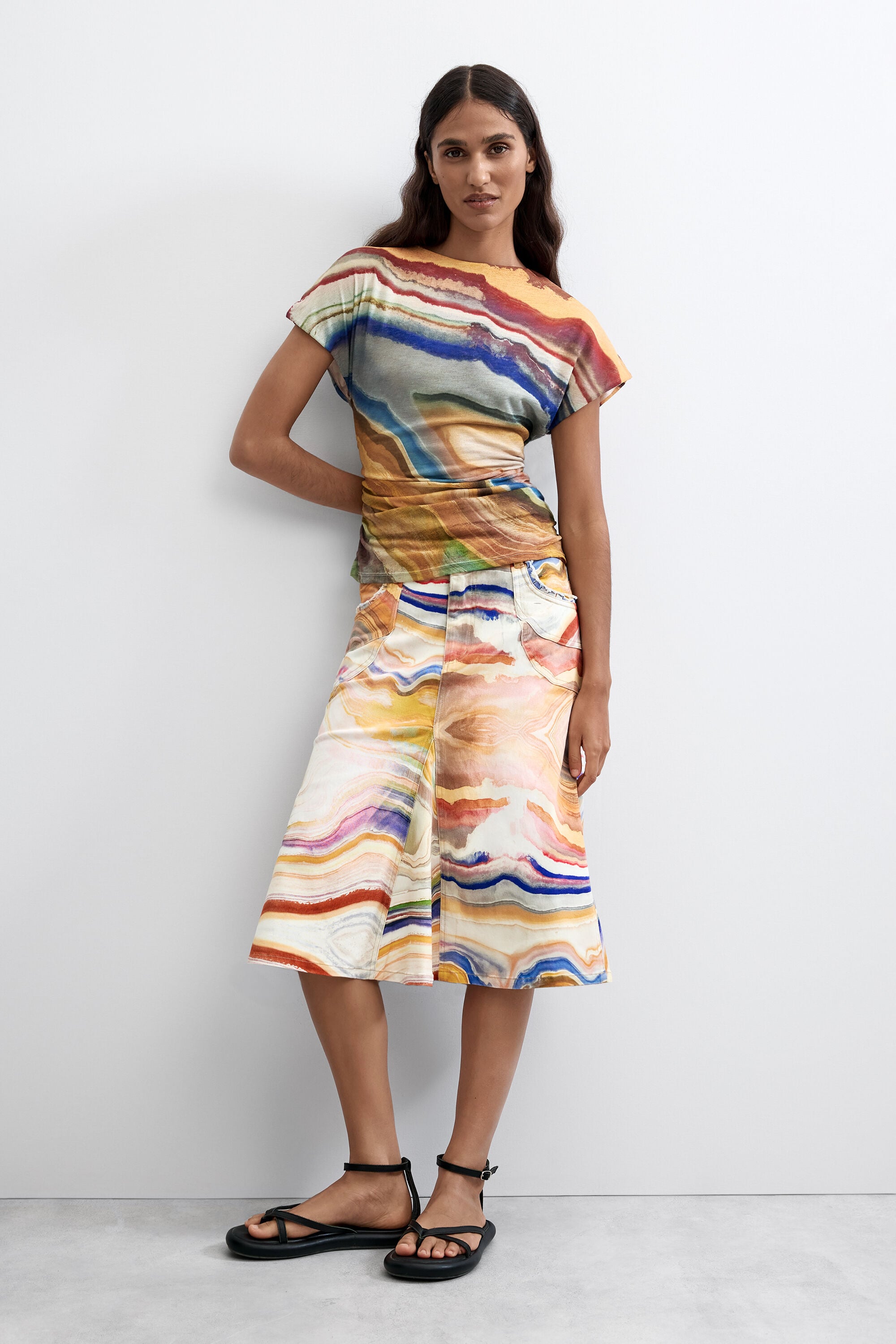 Desigual Midi-rok met print