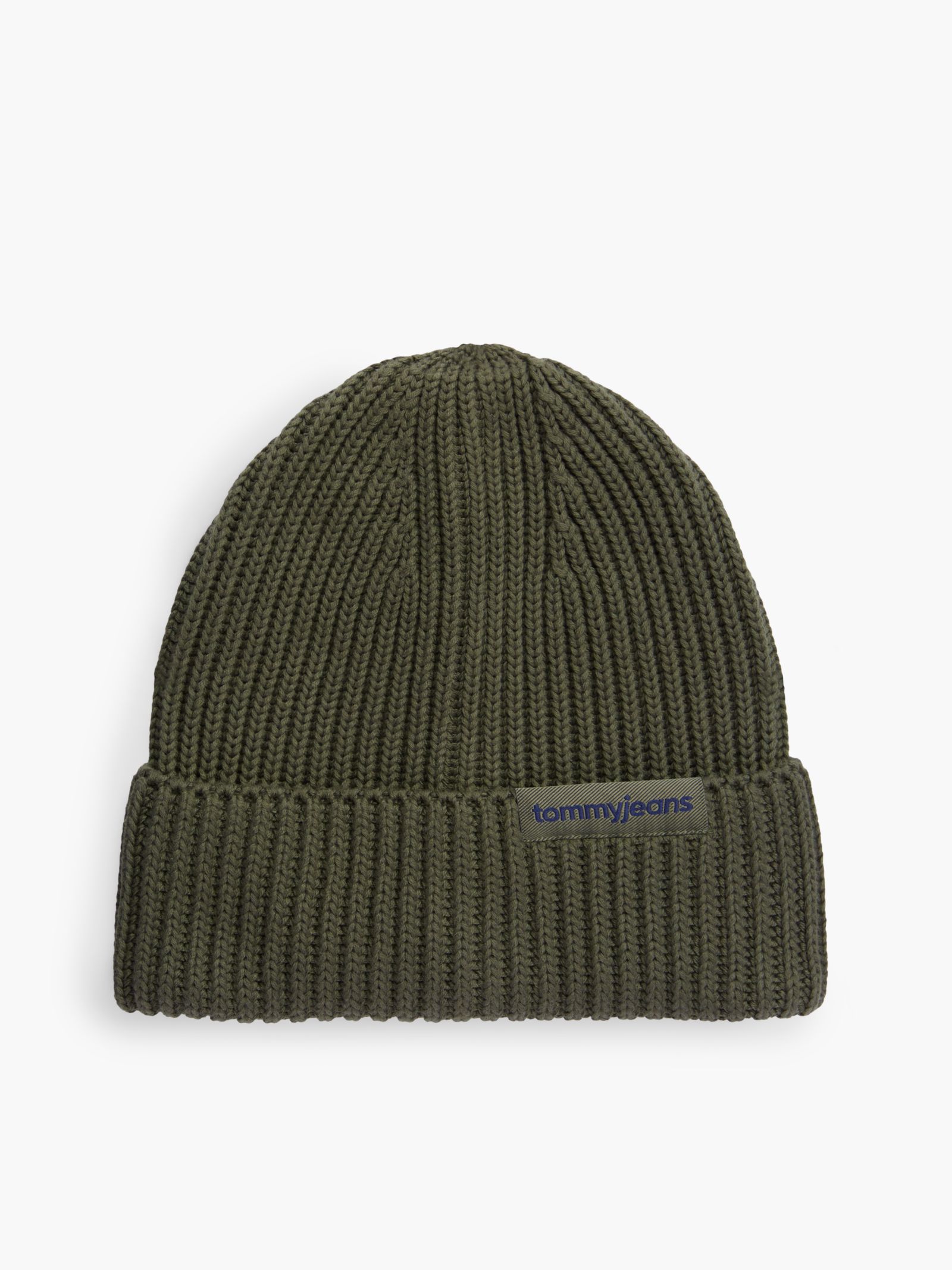 Tommy Jeans Ribgebreide beanie met lineair logo in groen