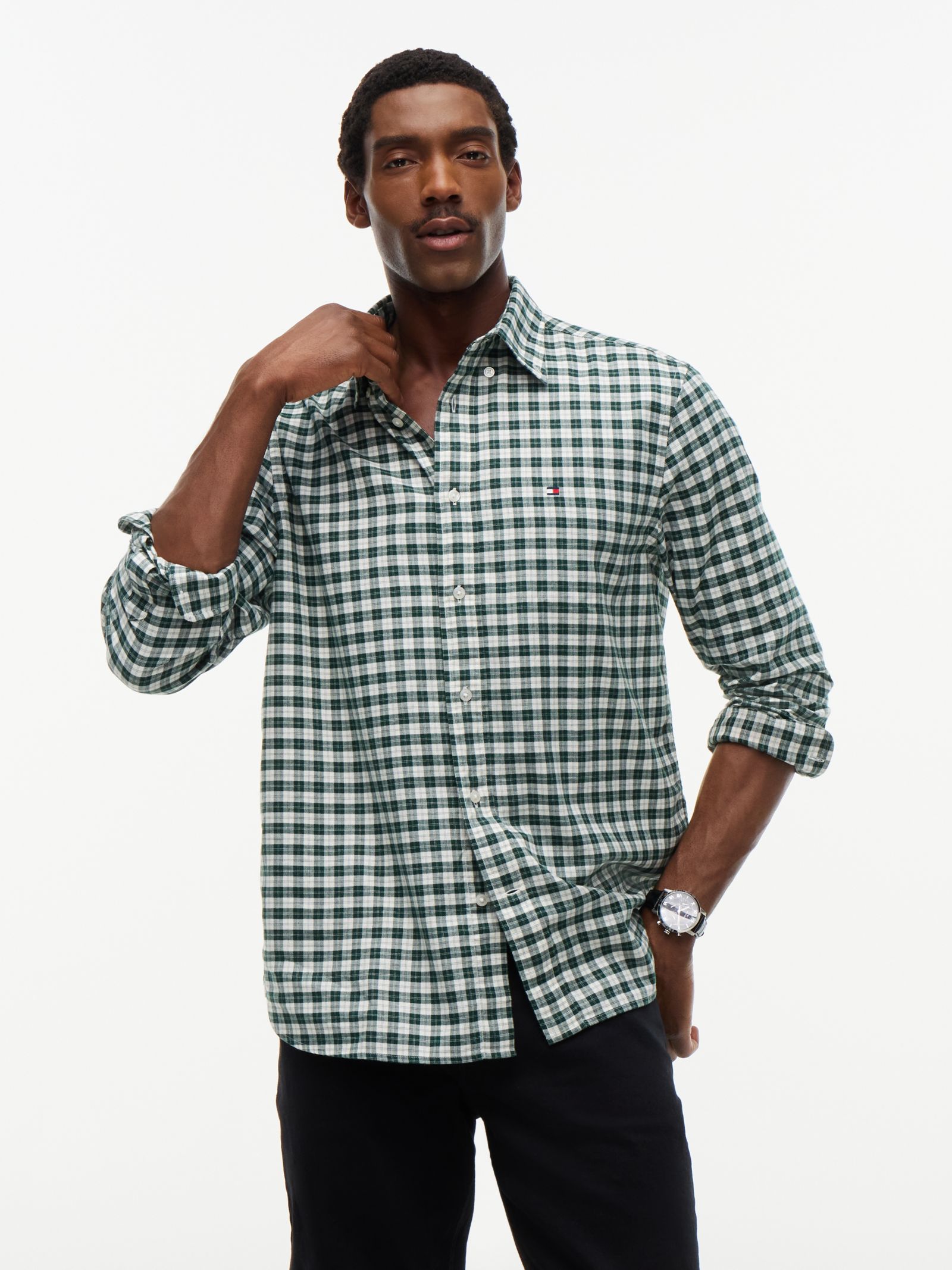 Tommy Hilfiger Relaxed fit flanellen overshirt met ruiten in groen
