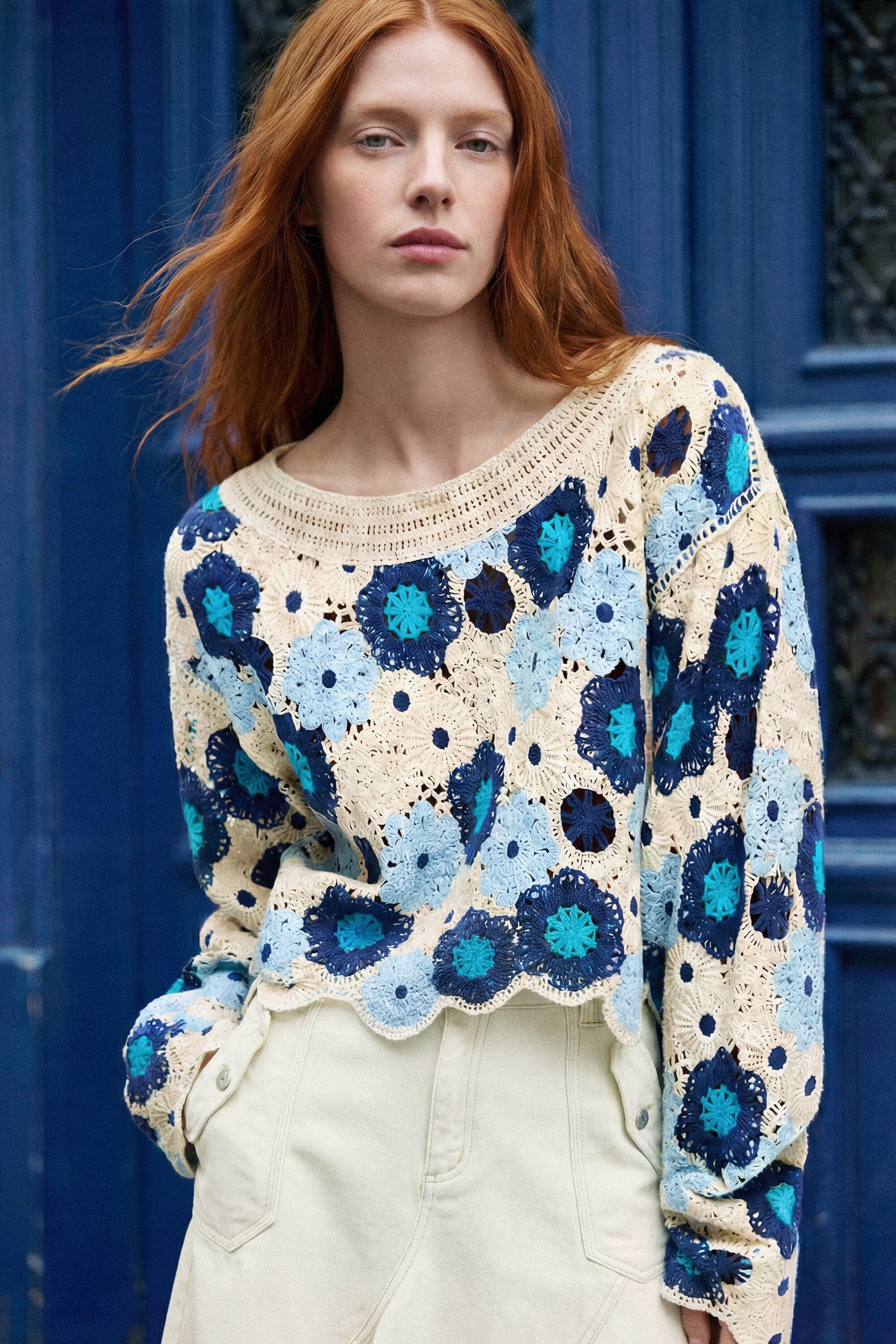 Desigual gehaakte trui met bloemen