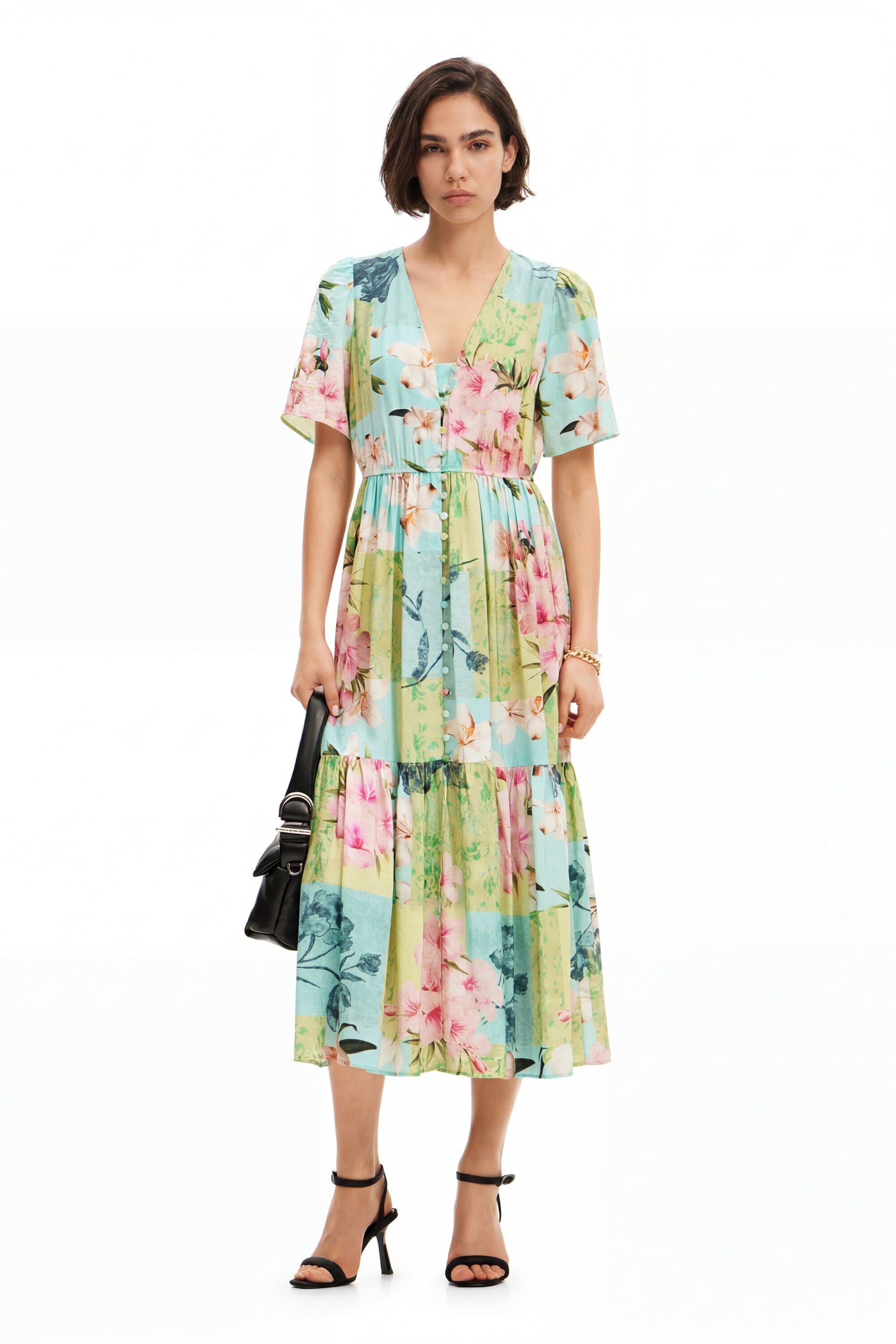 Desigual Midi jurk met kersenbloesemprint.