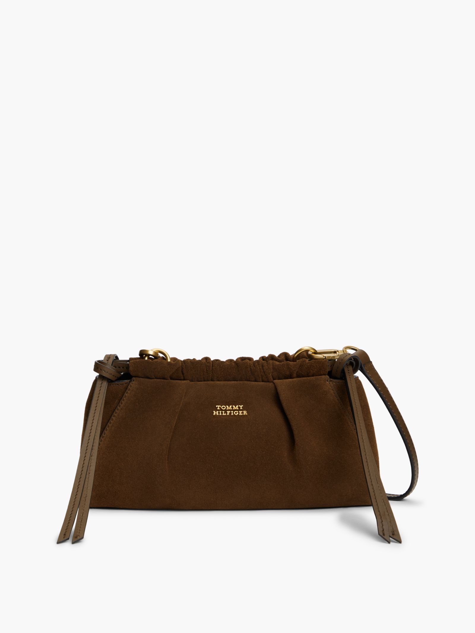 Tommy Hilfiger Zachte suède crossbodytas in bruin