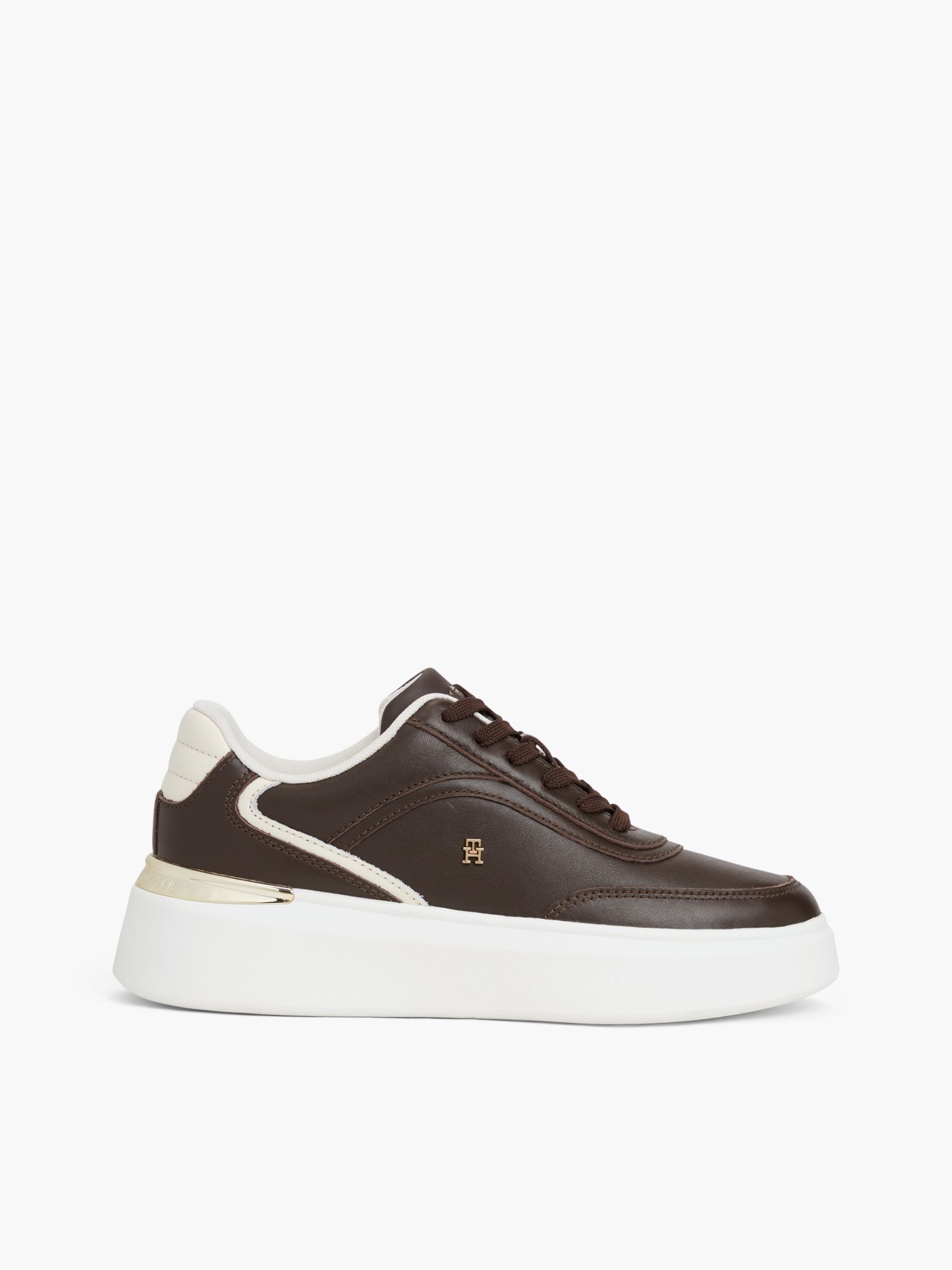 Tommy Hilfiger leren platformsneaker met TH monogram in bruin