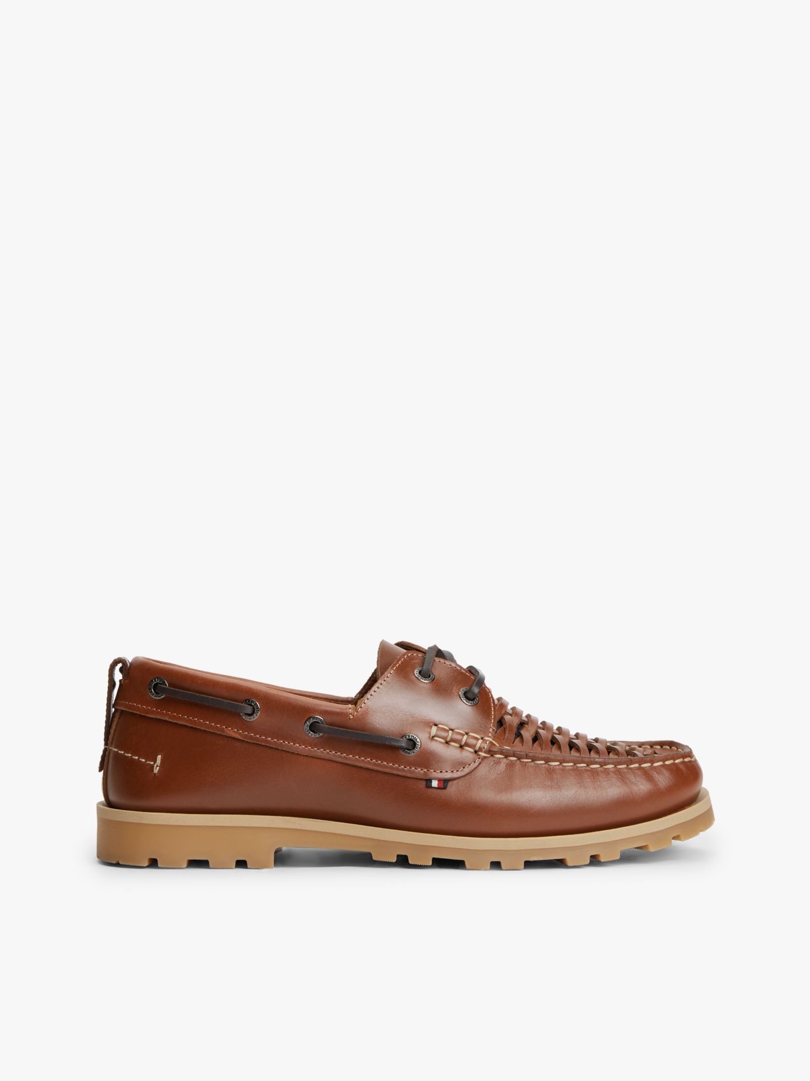 Tommy Hilfiger Leren bootschoen met gevlochten detail in bruin