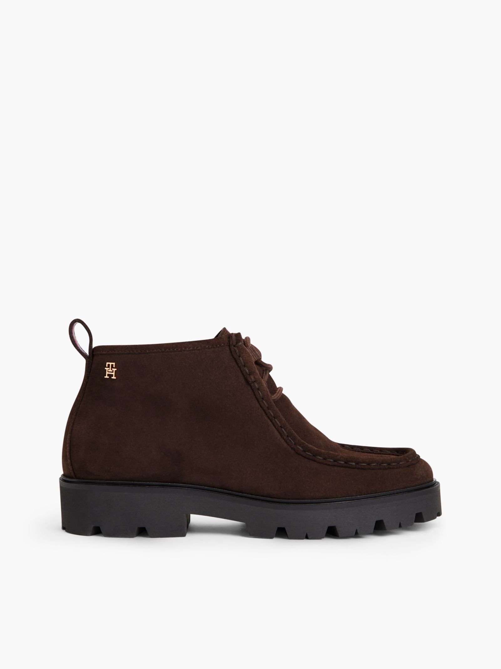 Tommy Hilfiger suède chukka boot met veters en profielzool in bruin