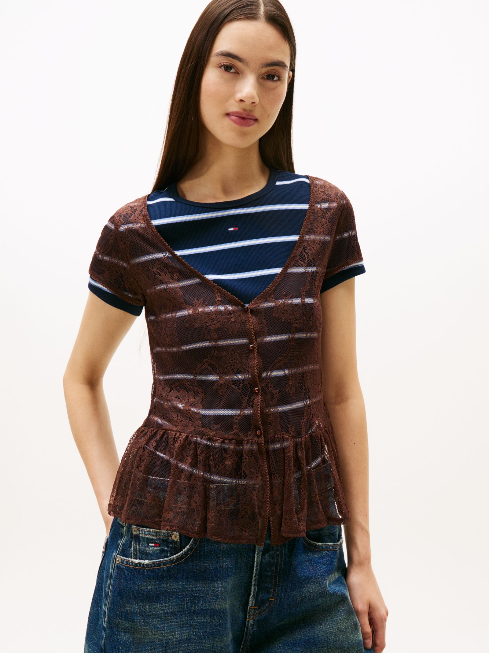 Tommy Jeans Slim fit top van bloemenkant