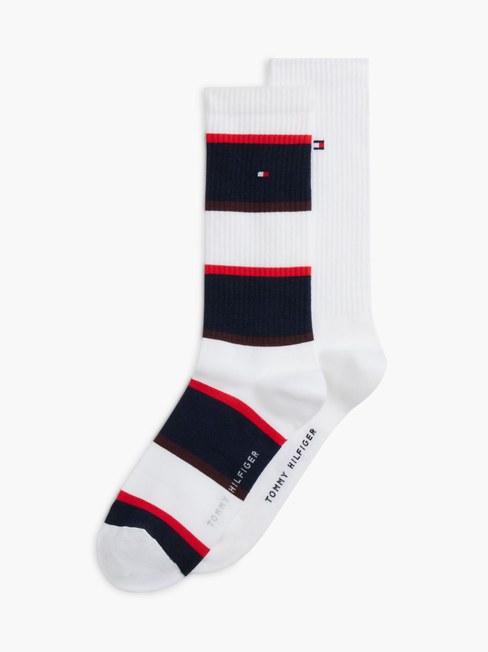 Tommy Hilfiger Set van 2 paar sokken met varsity streep en geborduurde vlag in wit