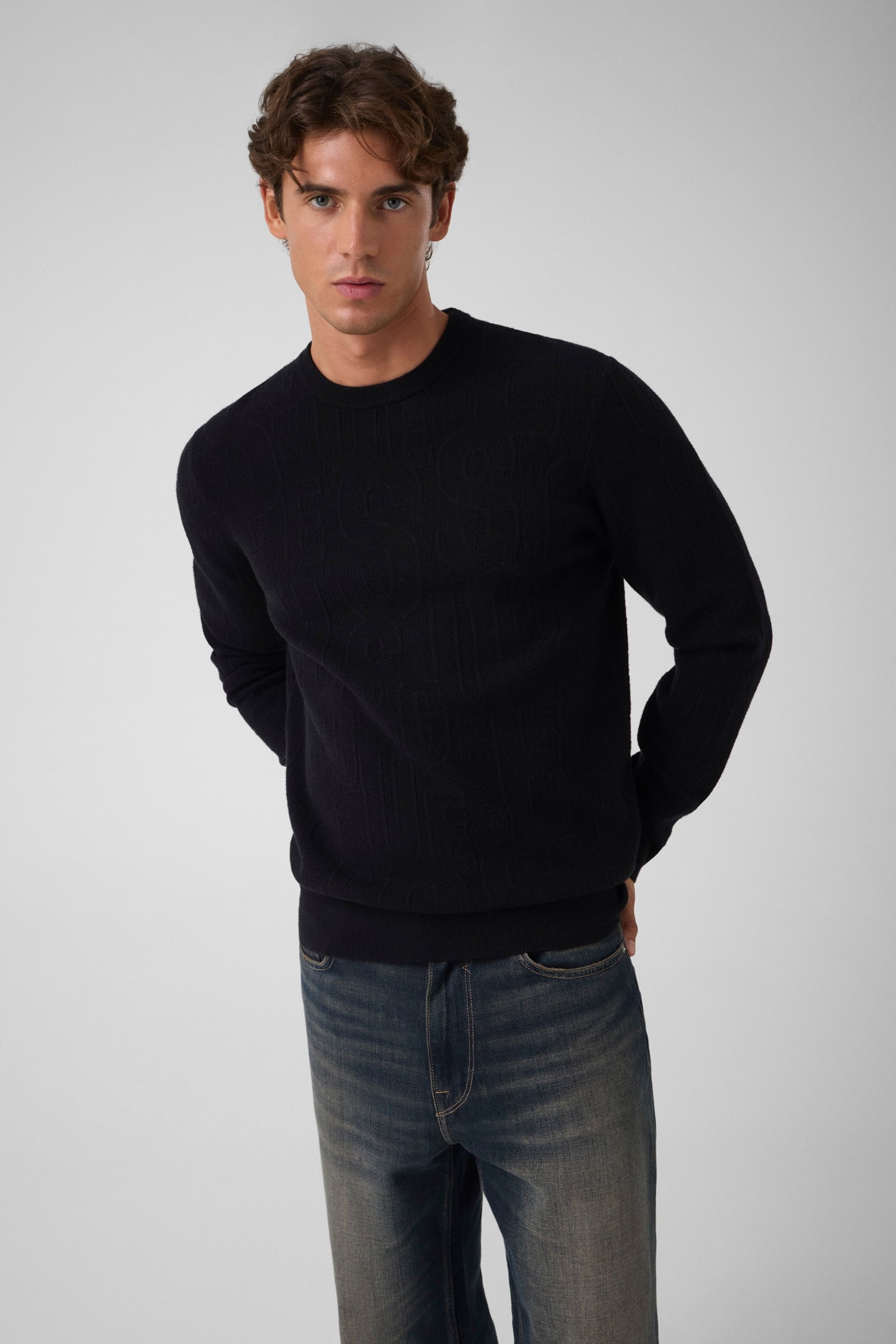 Guess Trui Met All-Overlogo in zwart
