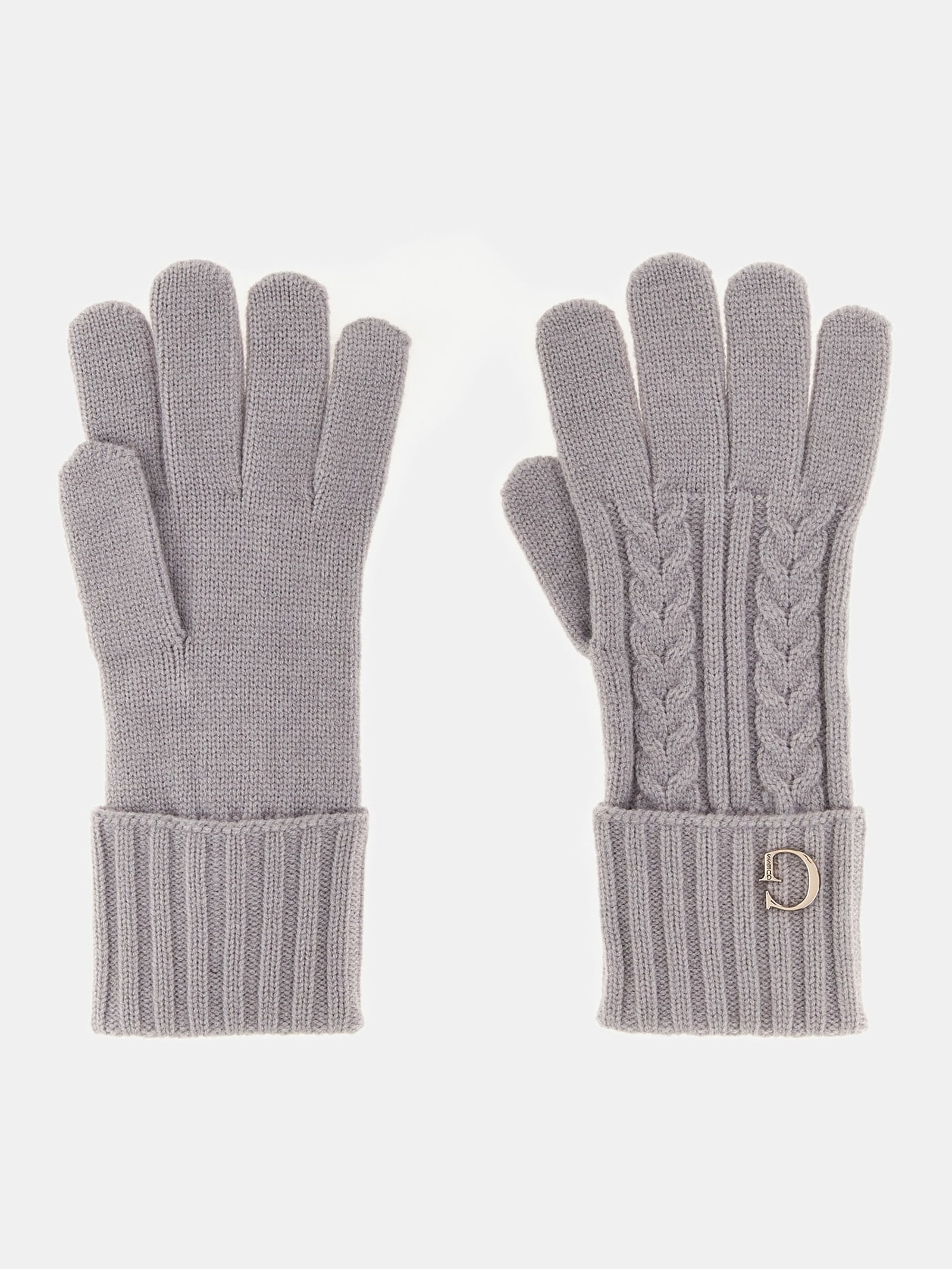 Guess Gebreide Handschoenen Met Logo in grijs