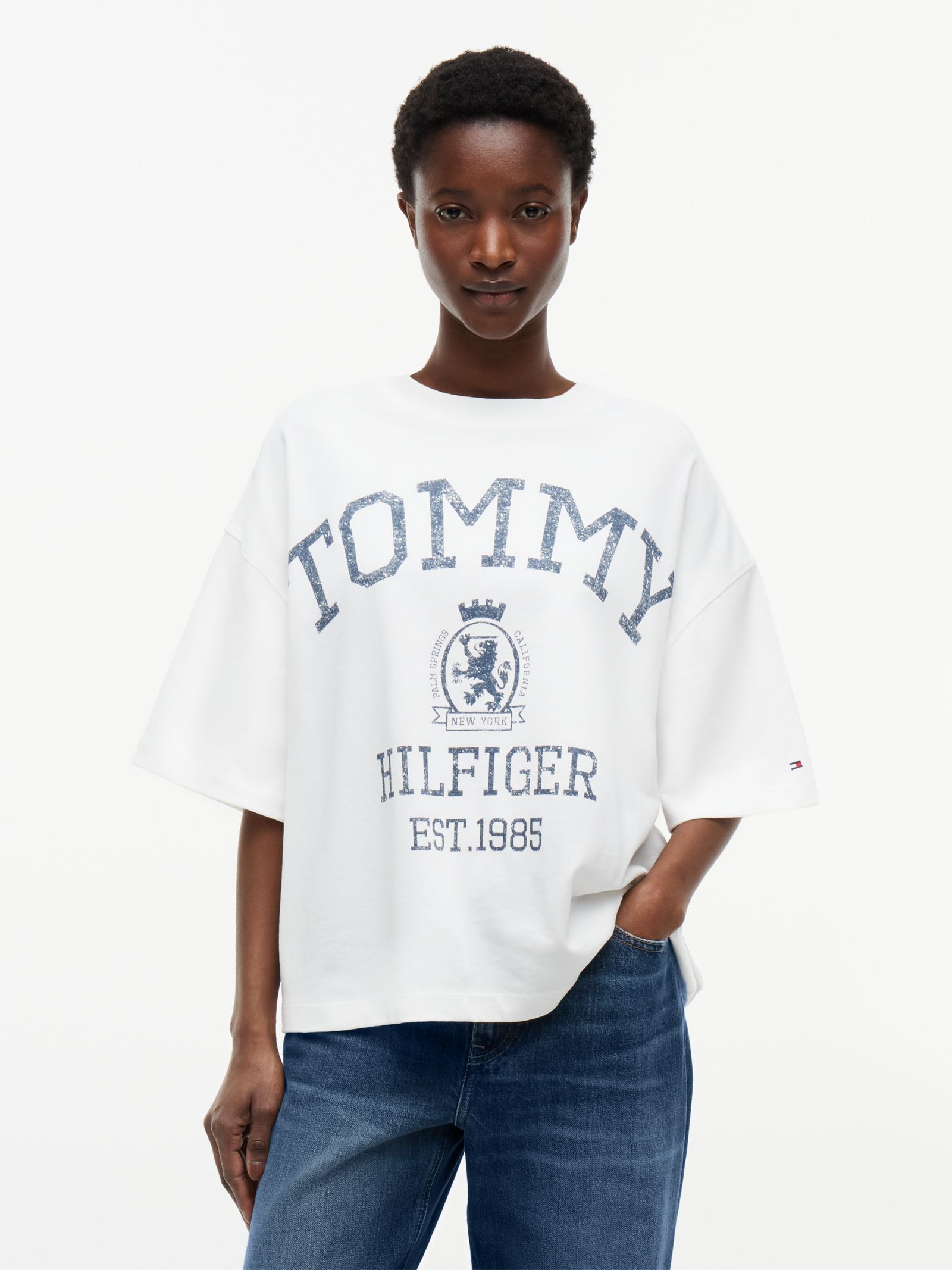 Tommy Hilfiger Relaxed Oversized T-shirt met embleem in wit