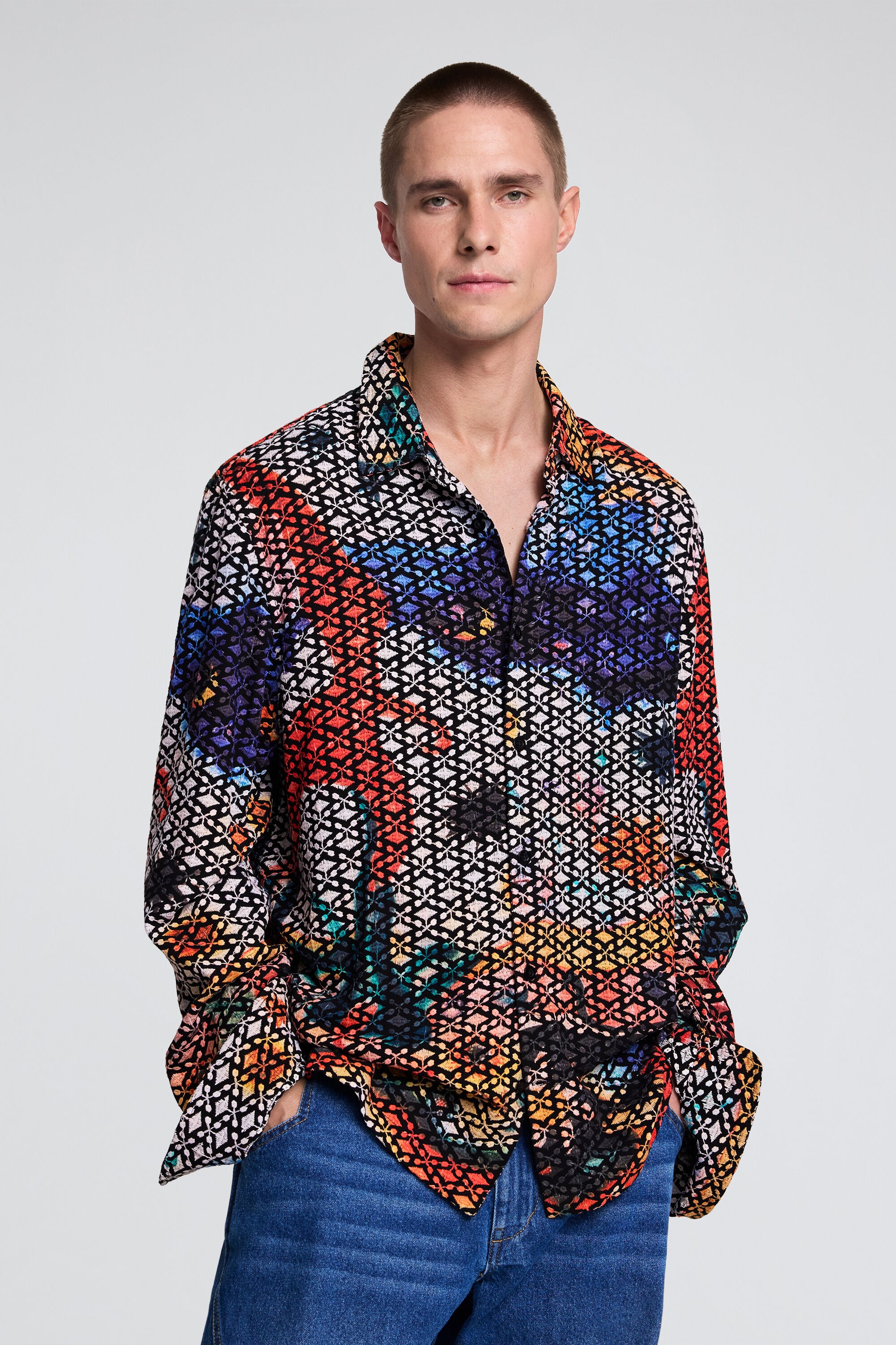 Desigual Geborduurd bedrukte blouse