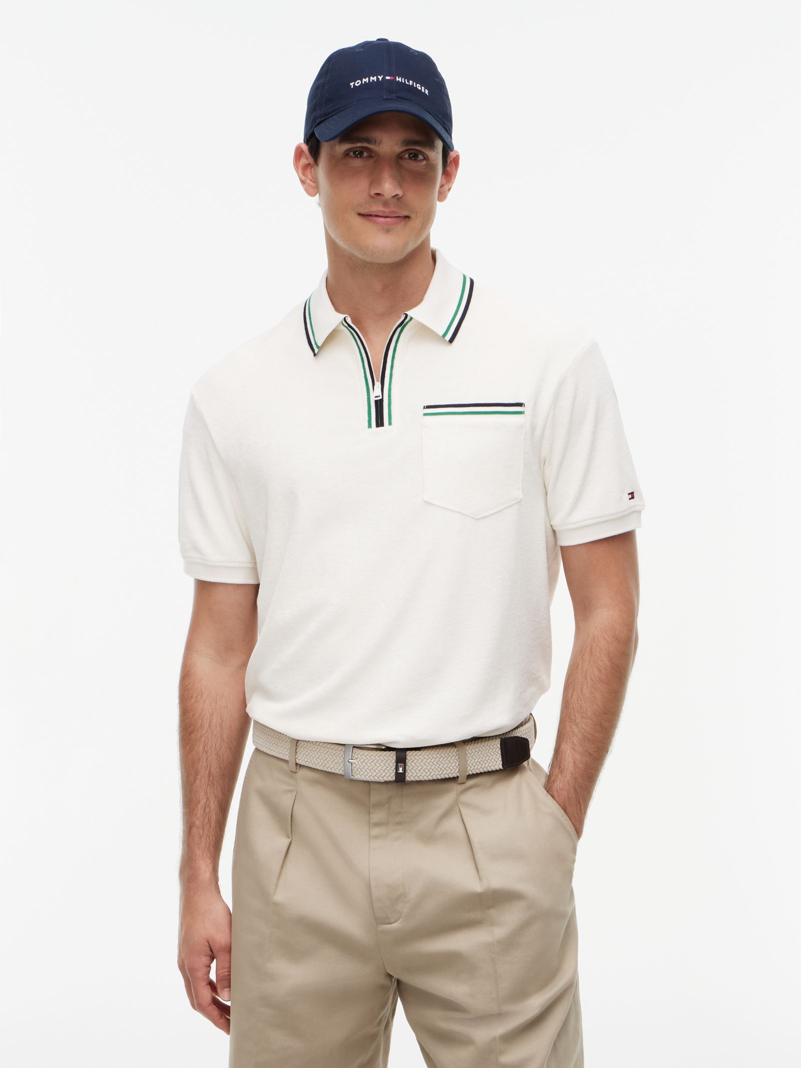 Tommy Hilfiger Classic Fit Polo van terrykatoen met rits