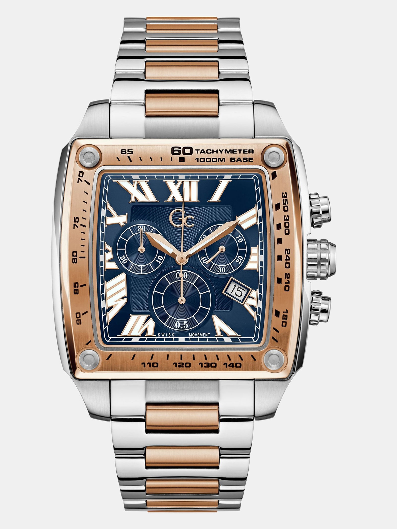 Guess Gc Analoog Horloge Van Roestvrij Staal 45 Mm in zilver