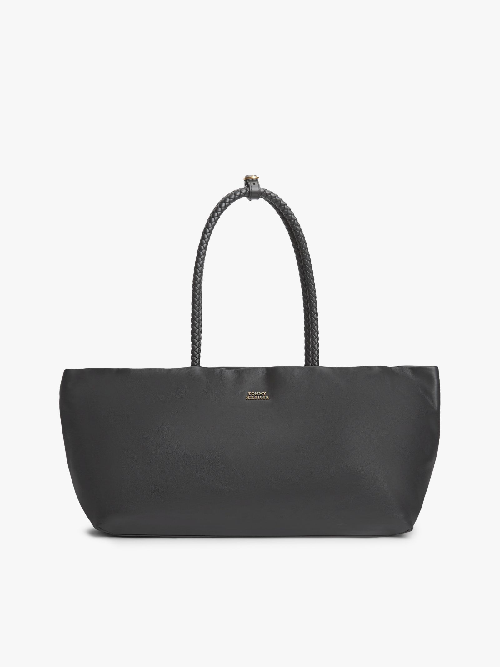Tommy Hilfiger Leren shopper met gevlochten handvat