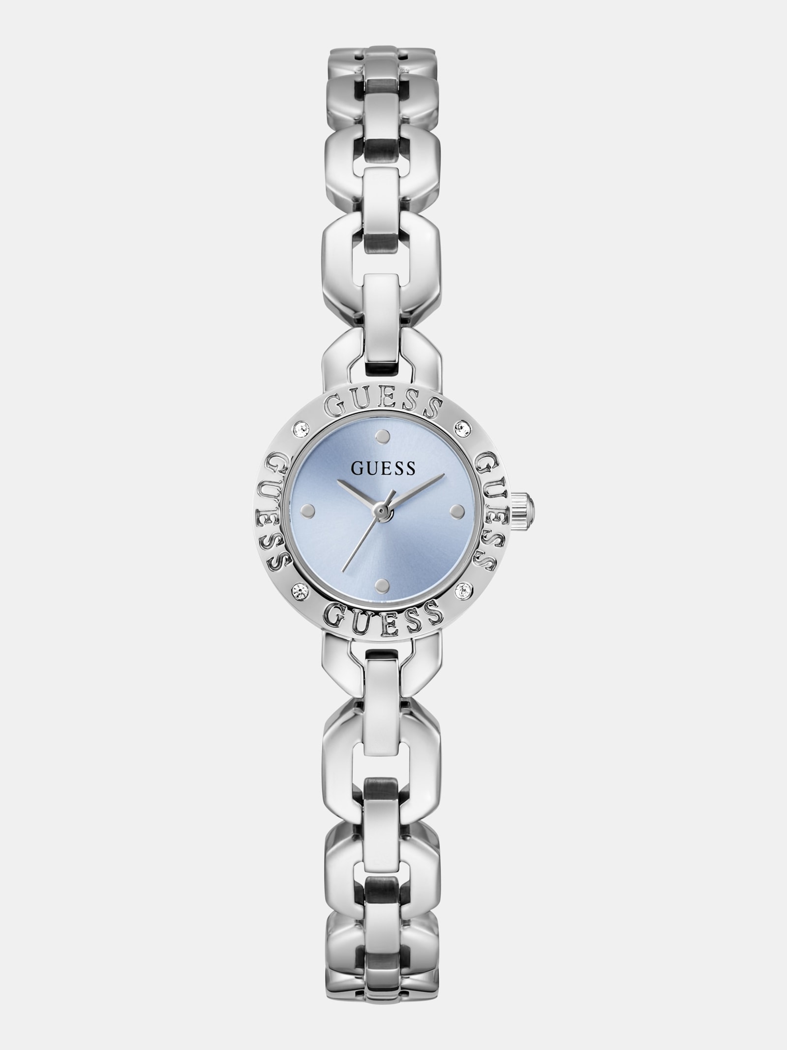 Guess Analoge Horloge Van Gerecycled Staal Met Kristallen, 22 Mm in zilver