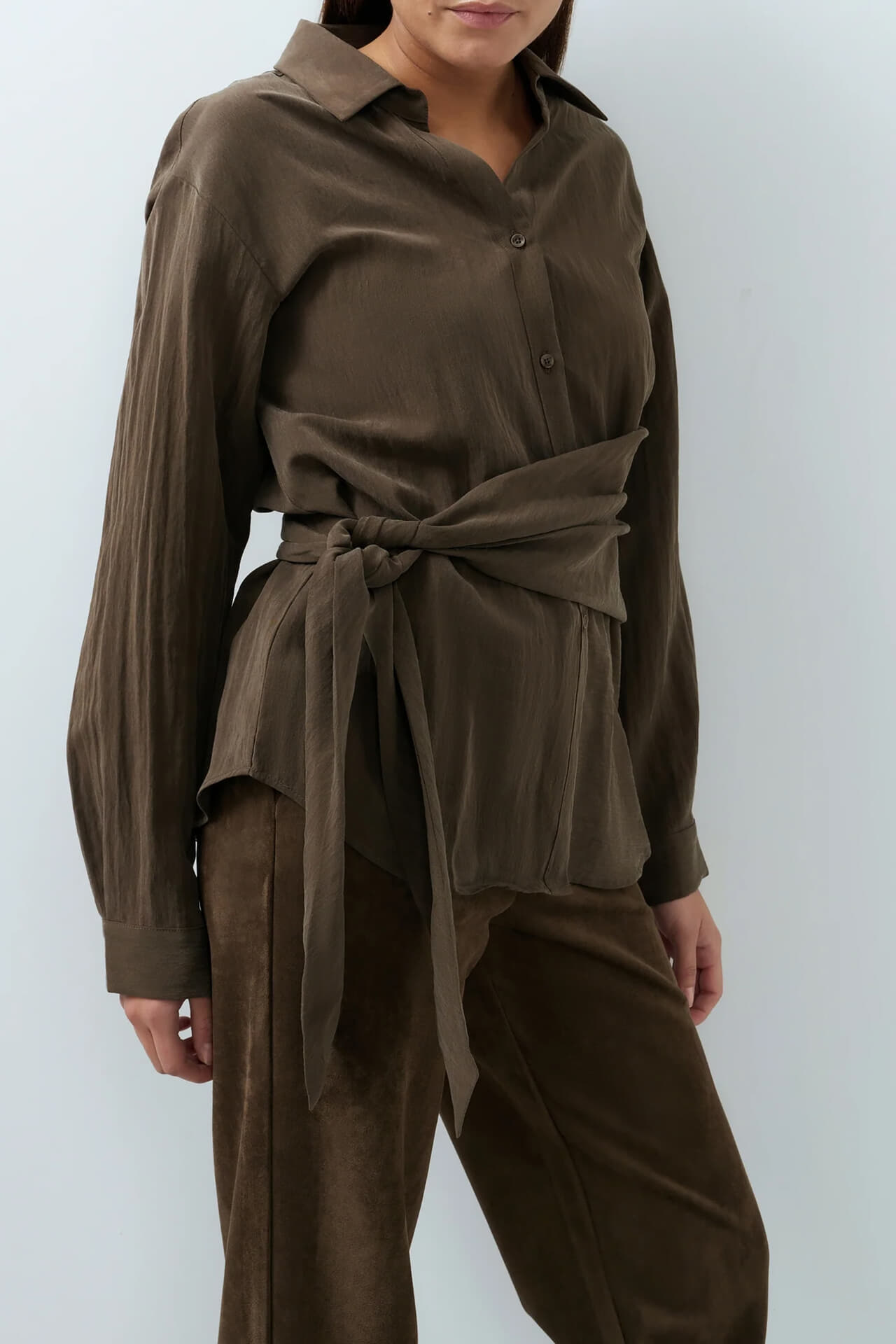 Yaya Blouse Knoopsluiting Bruin dames
