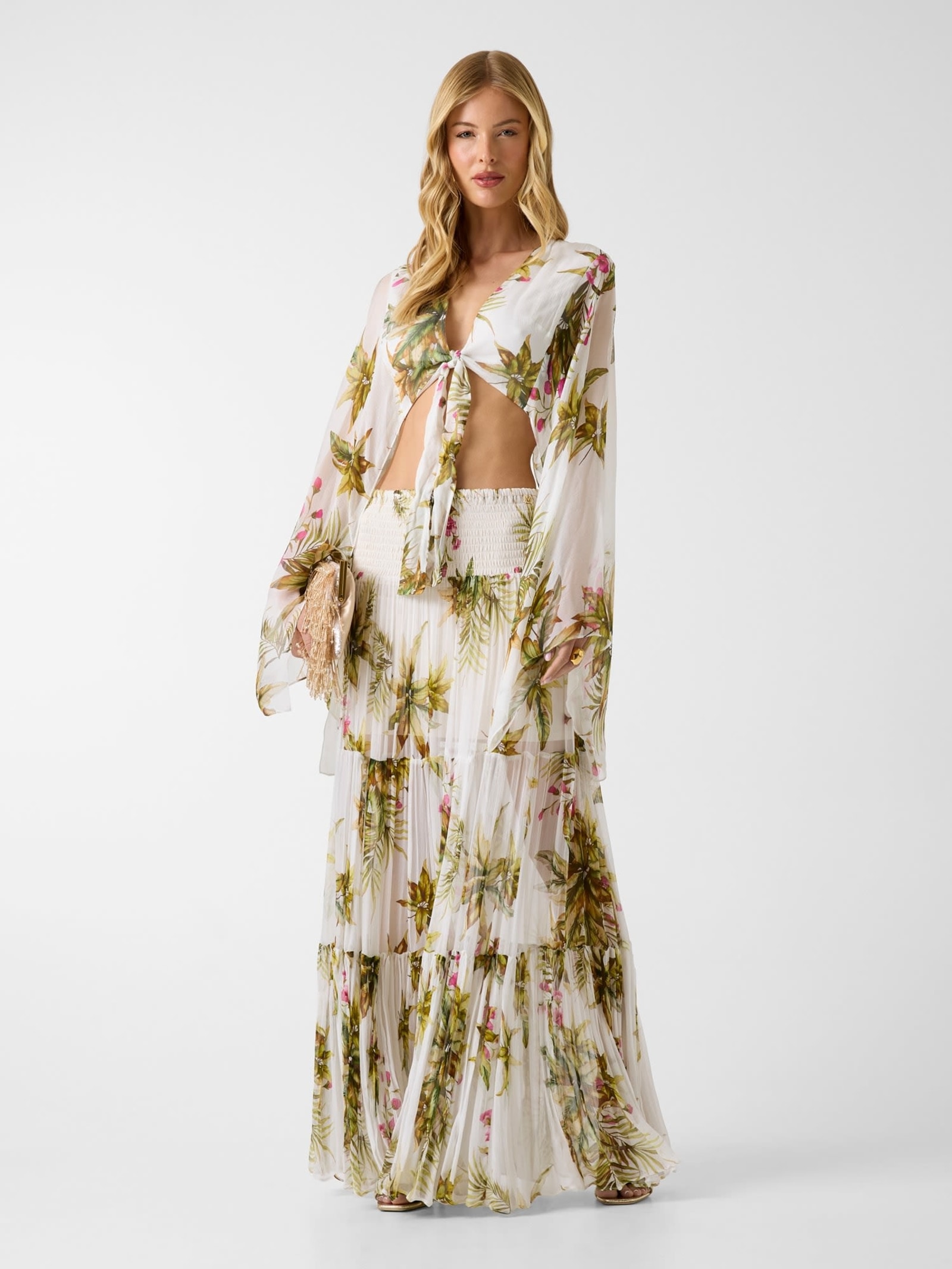 Guess Marciano Maxi Rok Met Bloemenprint in beige