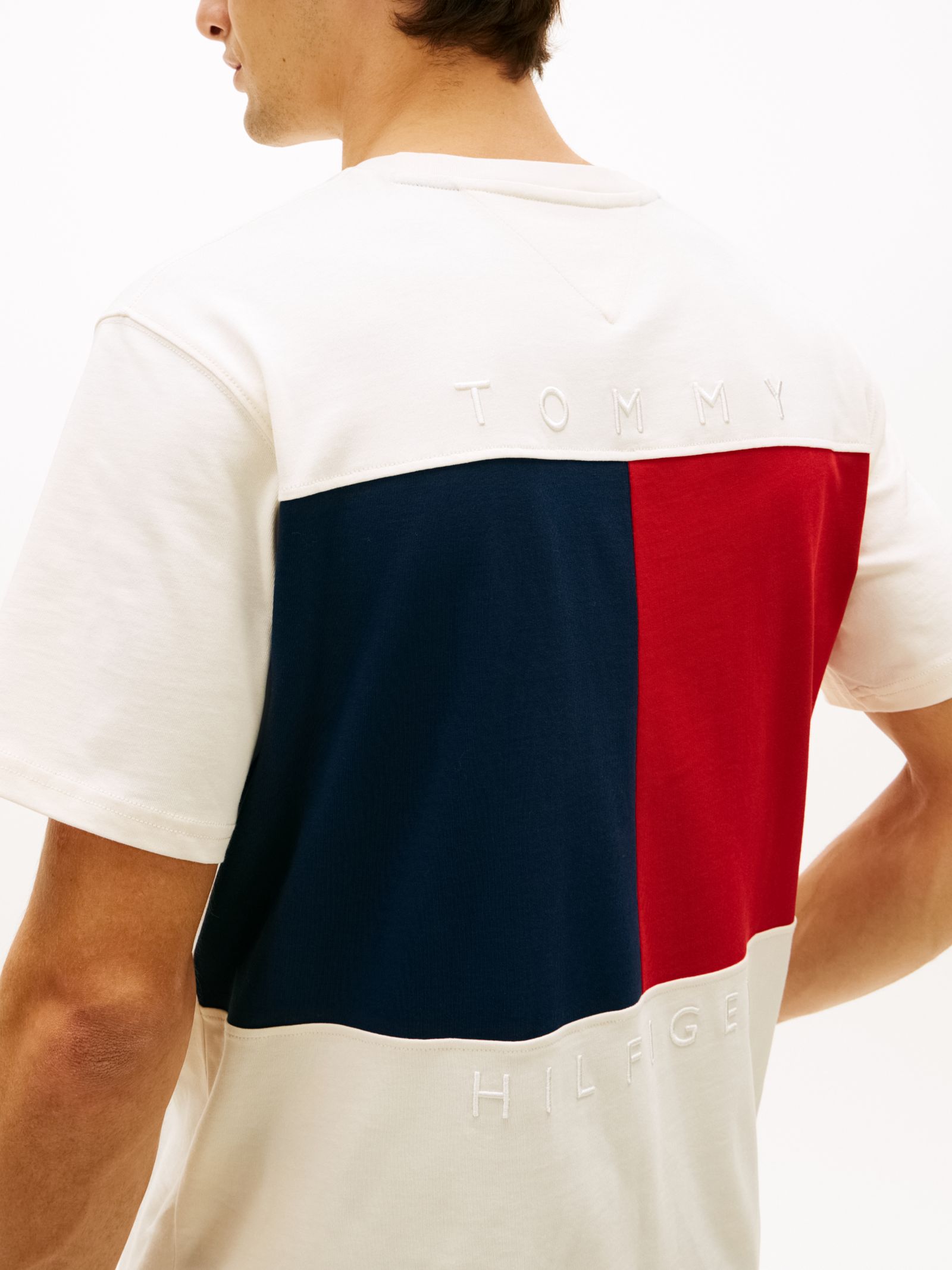 Tommy Hilfiger relaxed fit jersey T-shirt with embroidered flag in white